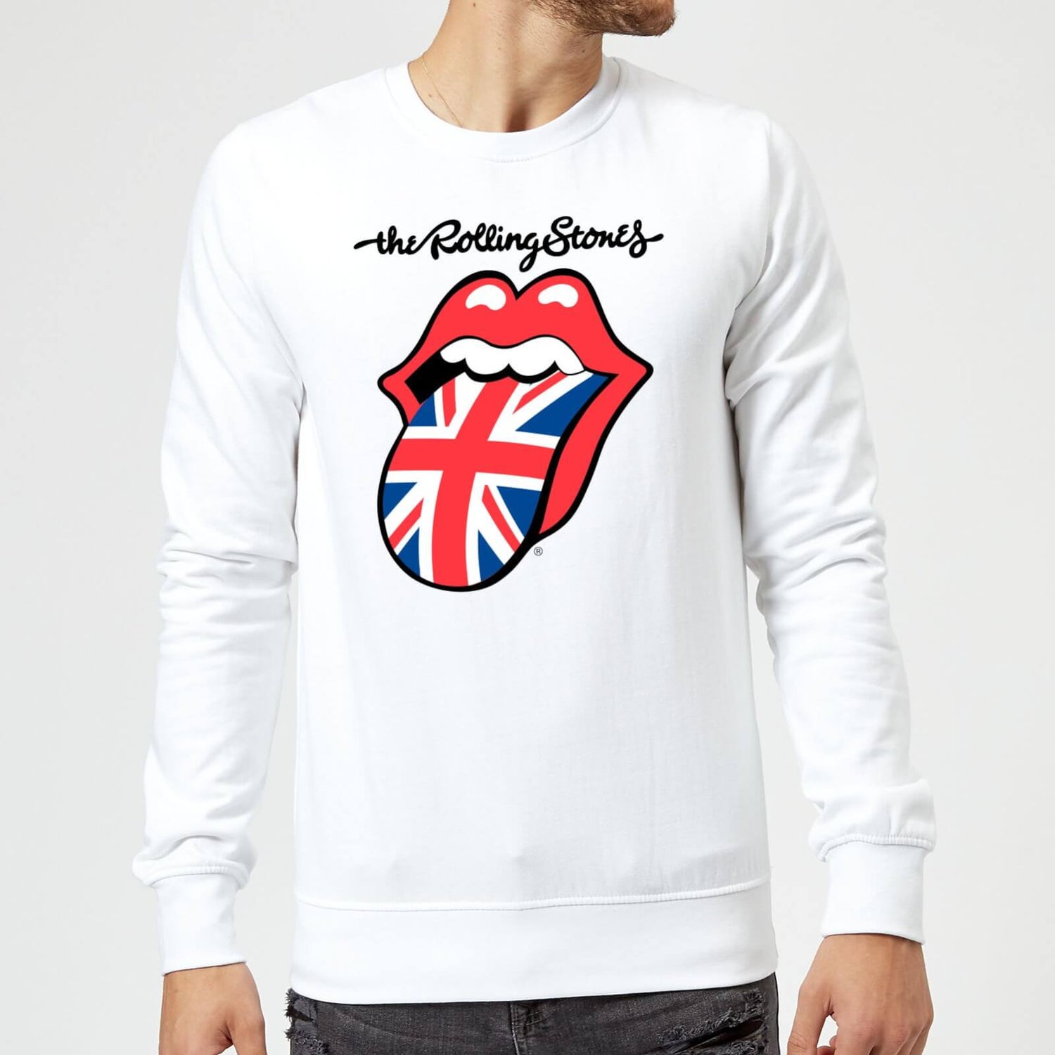 Rolling Stones UK Tongue Sweatshirt White Clothing Zavvi UK