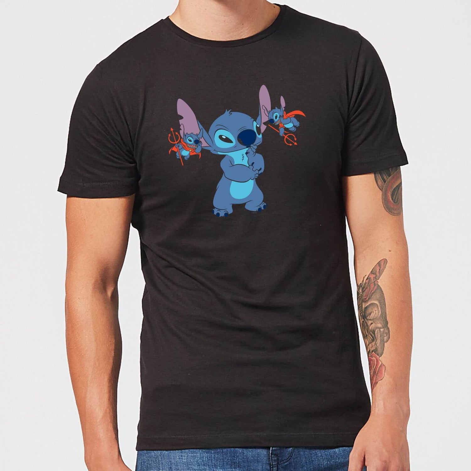 Disney Lilo And - Men\'s Zavvi UK Stitch - T-Shirt Black Clothing Little Devils