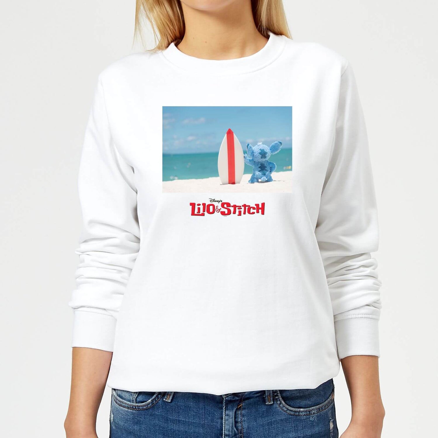 Disney Lilo Stitch Surf Beach dames trui Wit Zavvi