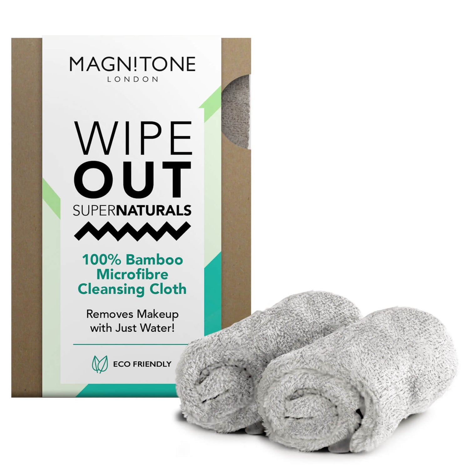 MAGNITONE London WipeOut SuperNatural Bamboo MicroFibre Cleansing Cloth 2 Pack - Grey