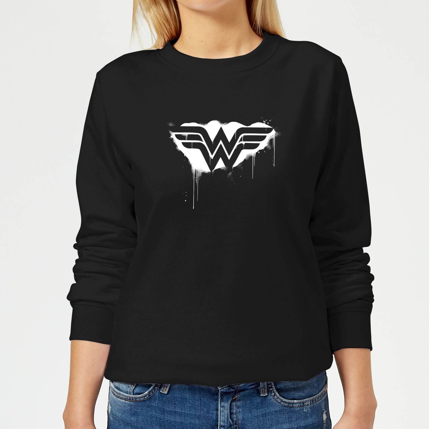 Justice League Graffiti Wonder Woman Women s Sweatshirt Black Clothing Zavvi Ireland