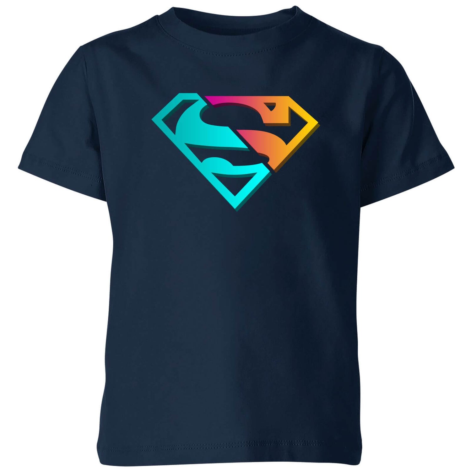 Justice League Neon Superman Kids' T-Shirt Navy Clothing Zavvi UK