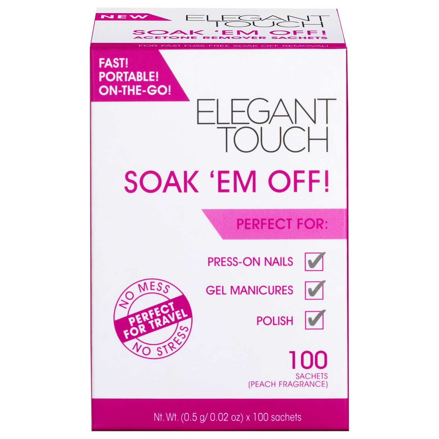 Elegant Touch Soak 'Em off! Nail Polish Remover (100 Sachets
