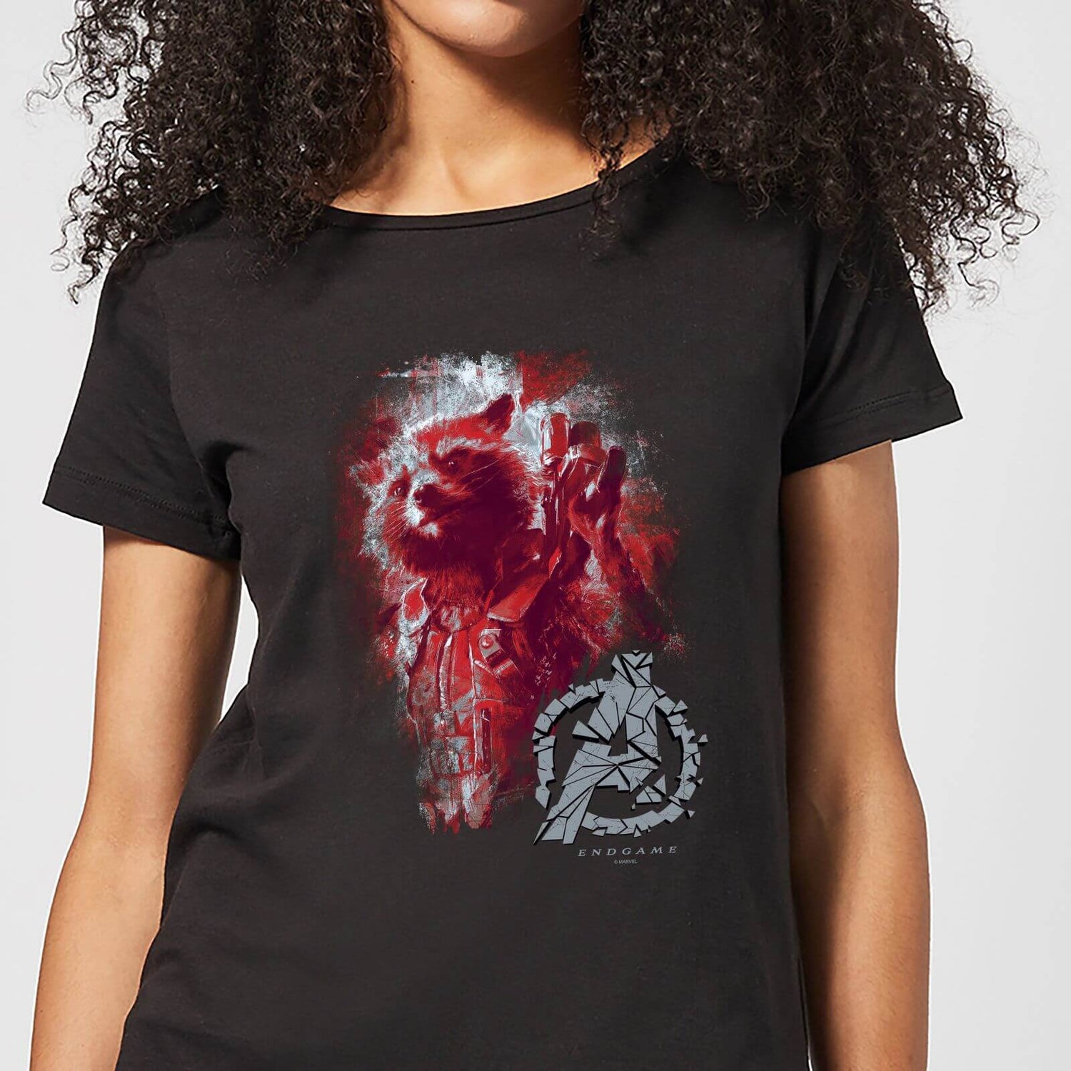 Avengers Endgame Rocket Brushed Women s T Shirt Black