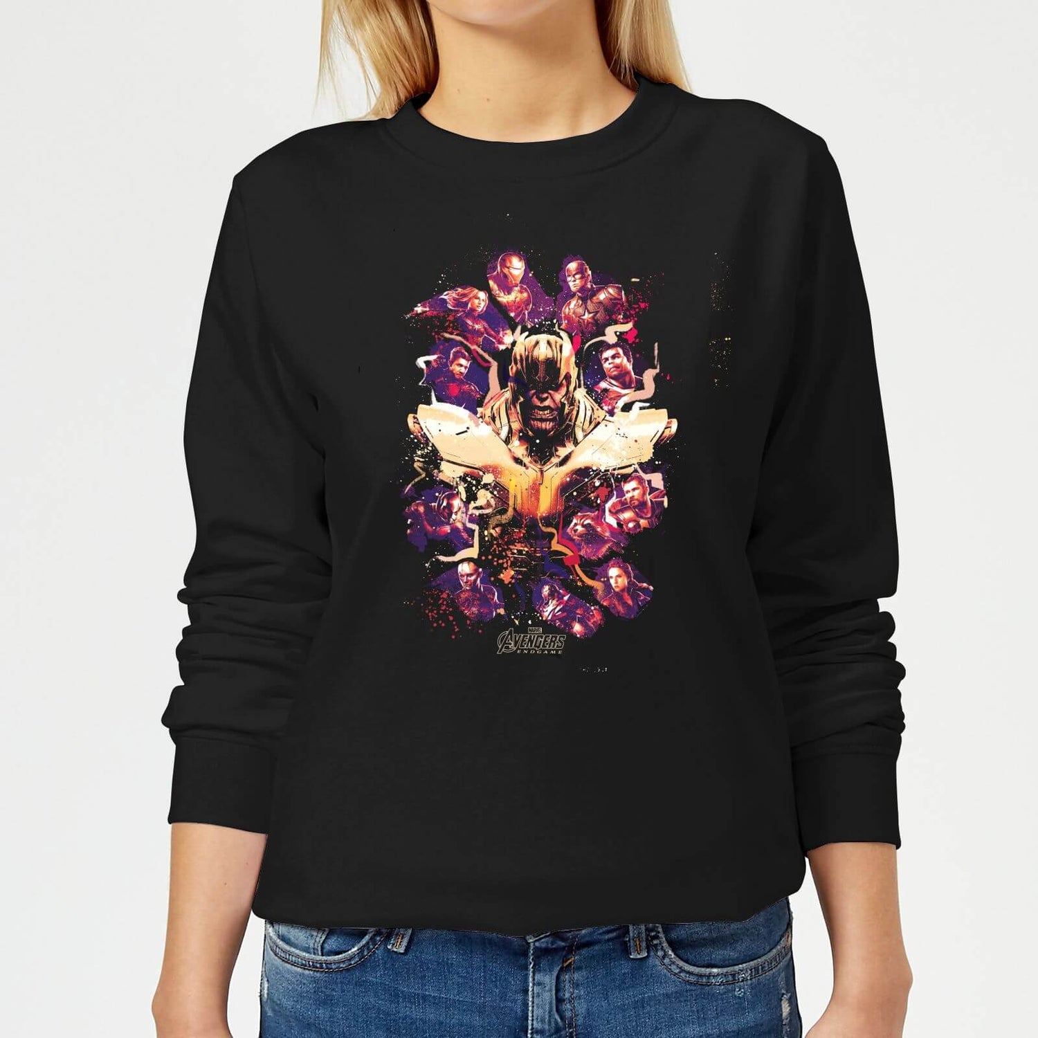 Avengers Endgame Splatter Women s Sweatshirt Black Clothing Zavvi Ireland