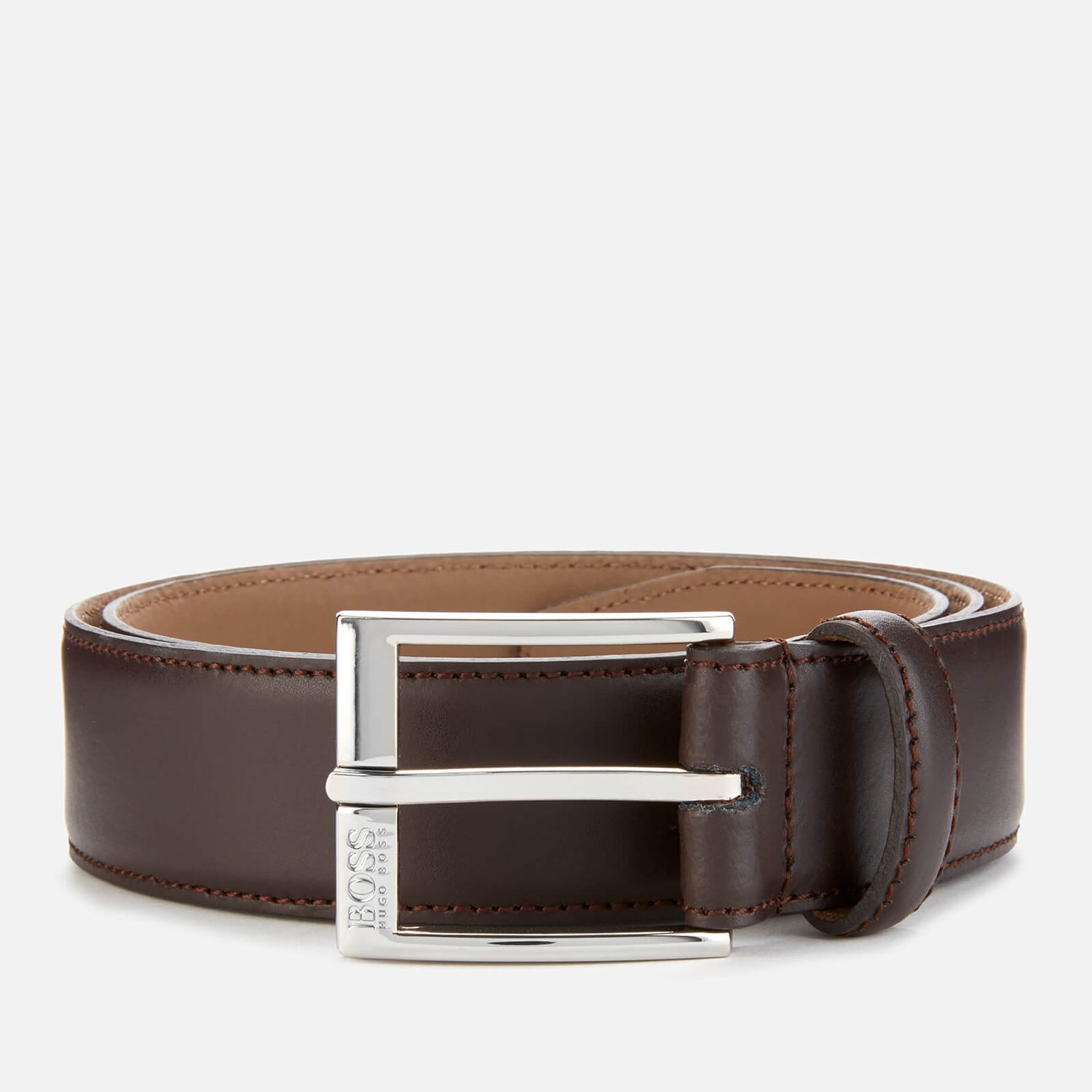 BOSS Men's Ellotyo Leather Stitching Detail Belt - Brown | TheHut.com