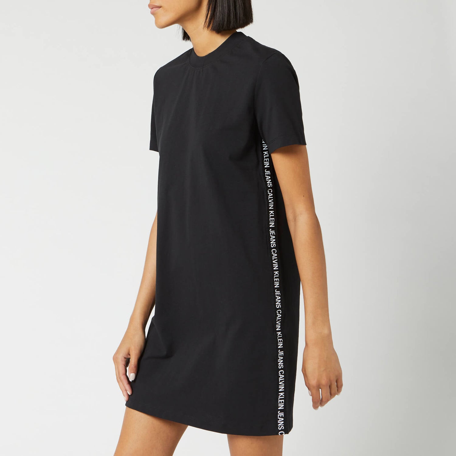 Calvin Klein Jeans Women\'s Tape Logo T-Shirt Dress - CK Black
