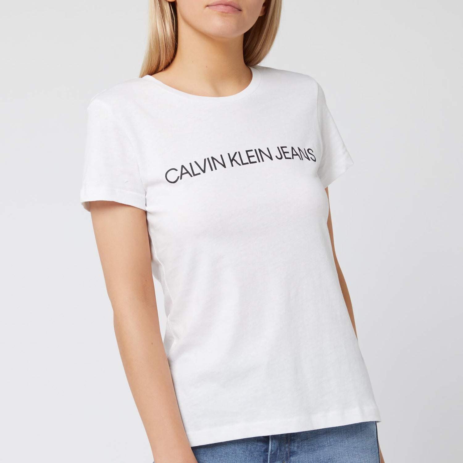 Calvin Klein Jeans Women's Institutional Logo Slim Fit T-Shirt - Bright White - XS
