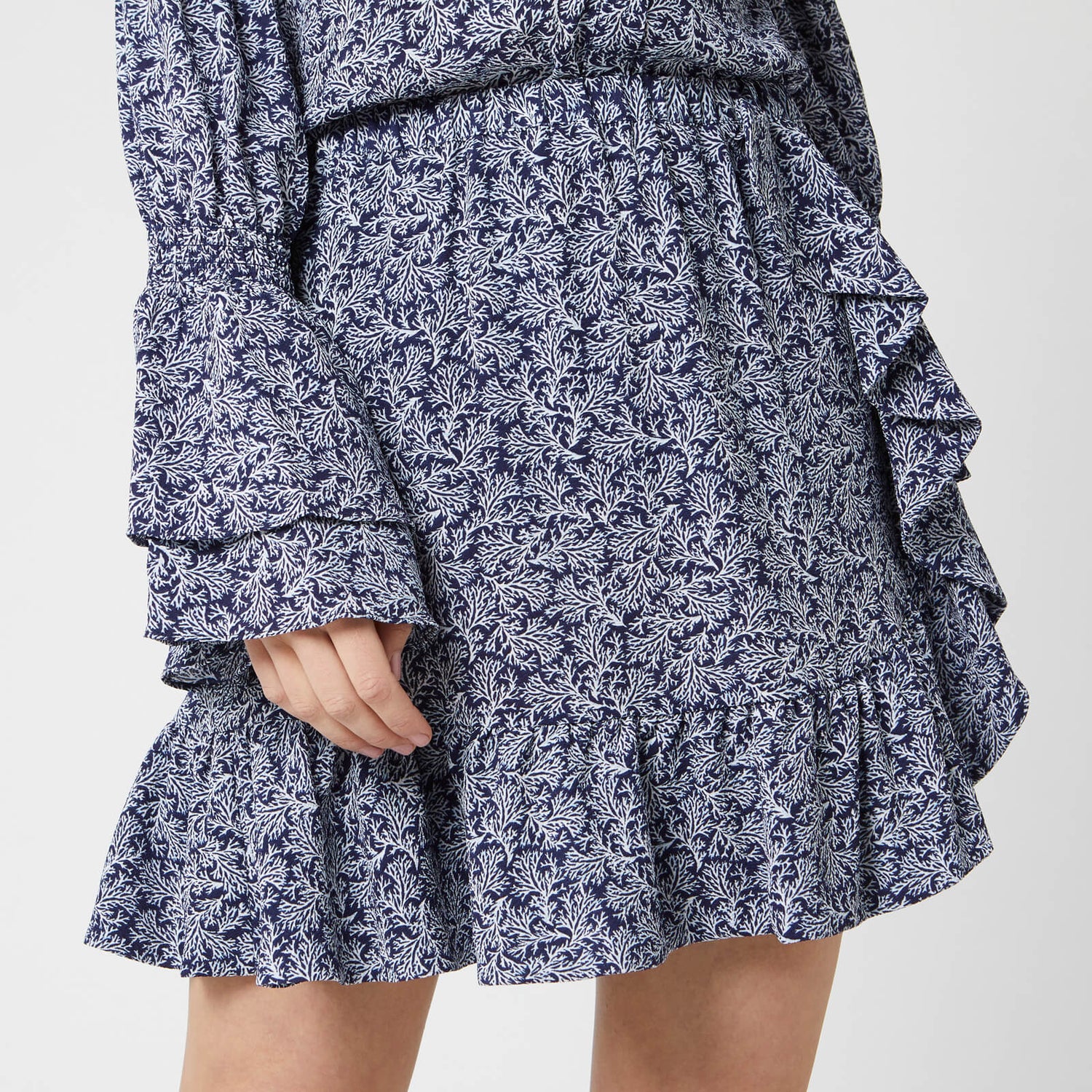 MICHAEL MICHAEL KORS Women s Paint Reef Ruffle Skirt True Navy TheHut