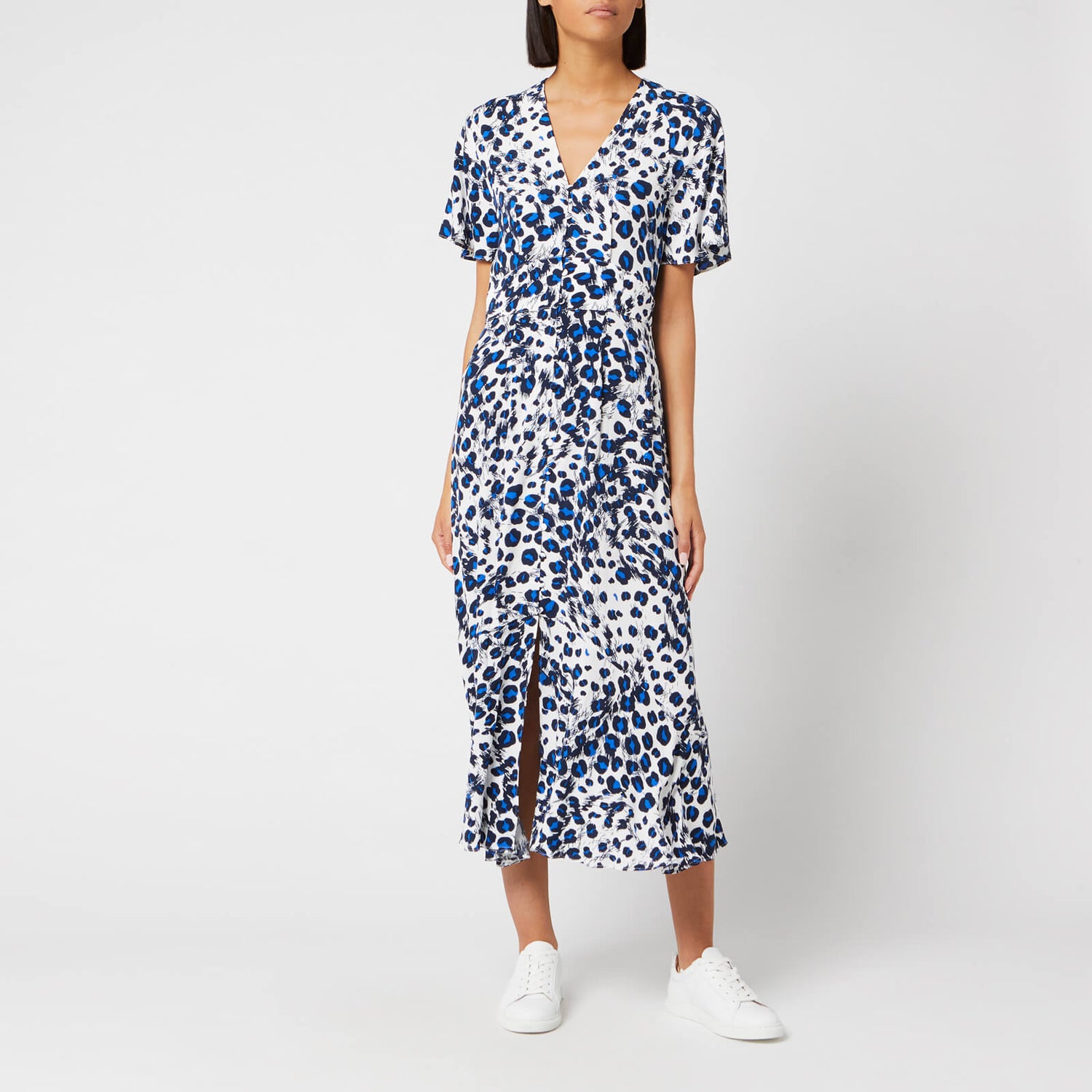 Brushed leopard button dress top