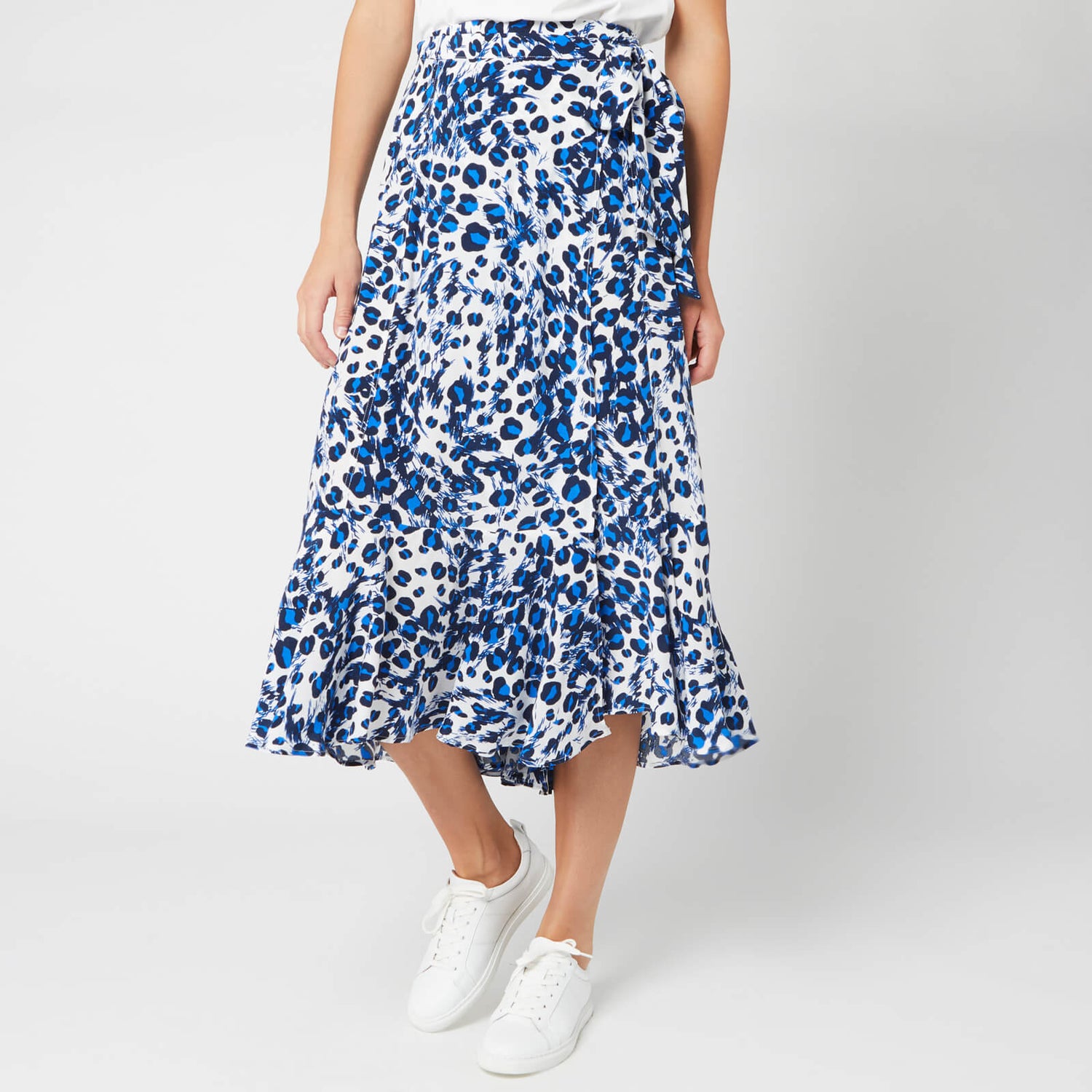 Blue leopard online wrap skirt