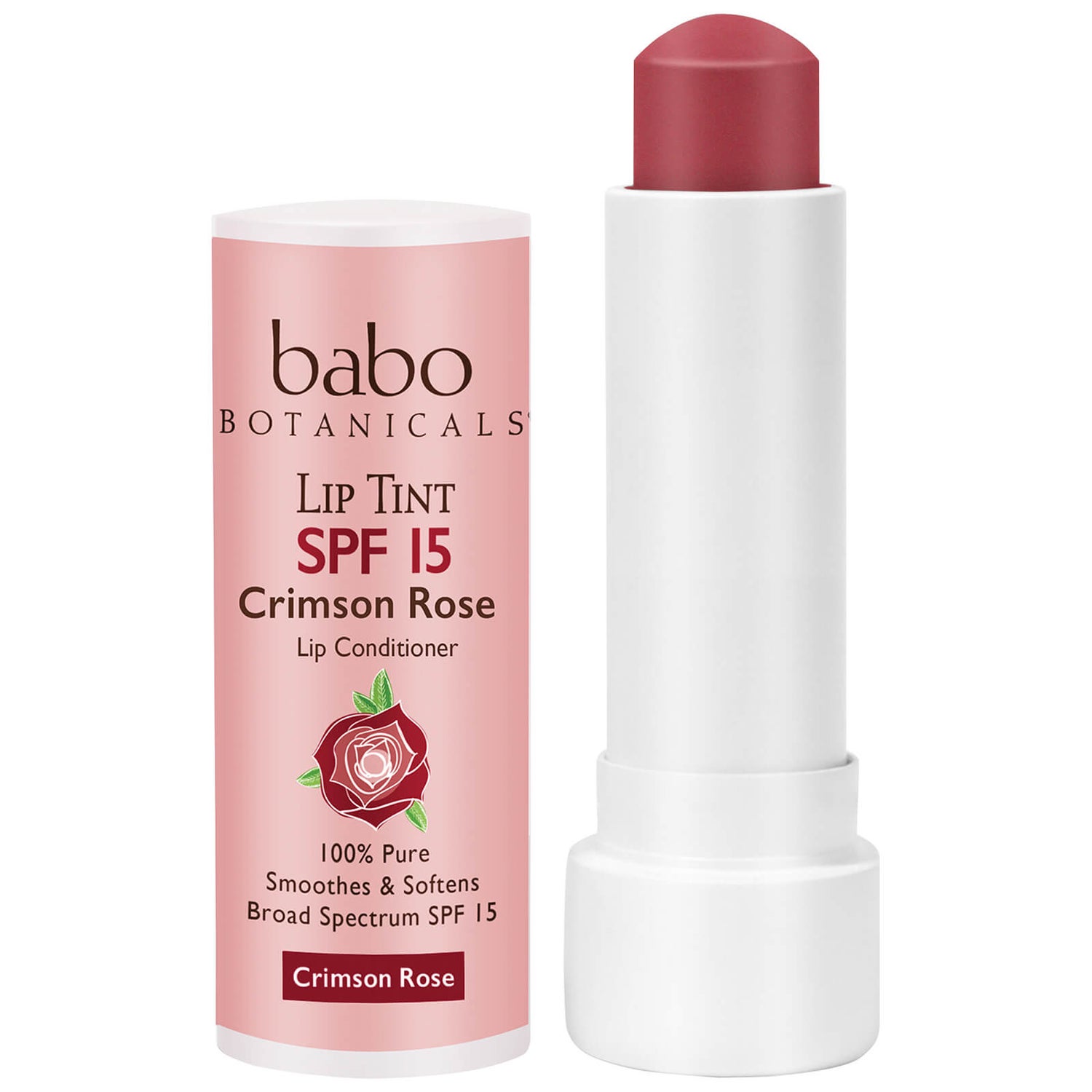 Babo Botanicals SPF15 Tinted Lip Conditioner - Crimson Rose 0.15oz