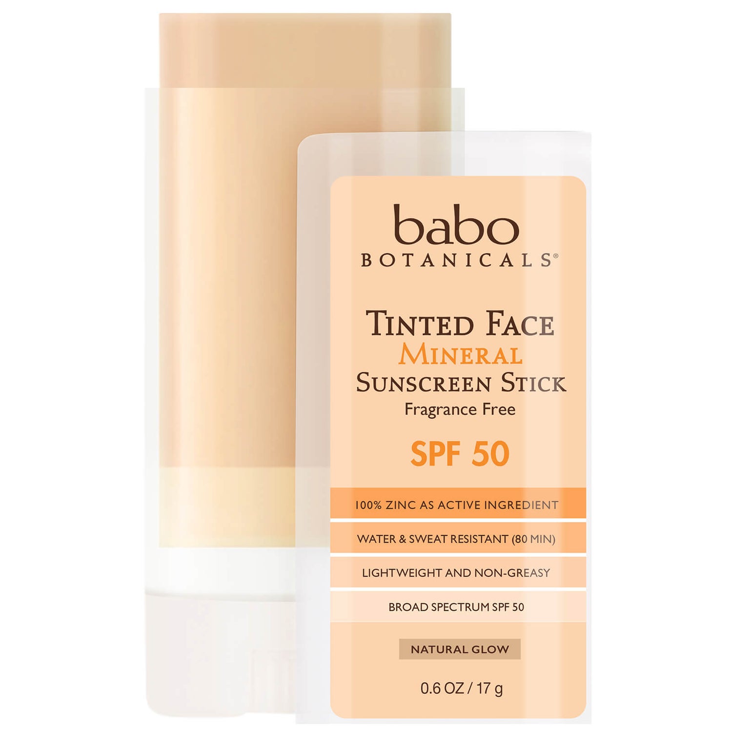 Babo Botanicals SPF50 Tinted Face Mineral Fragrance Free Sunscreen Stick 0.6oz