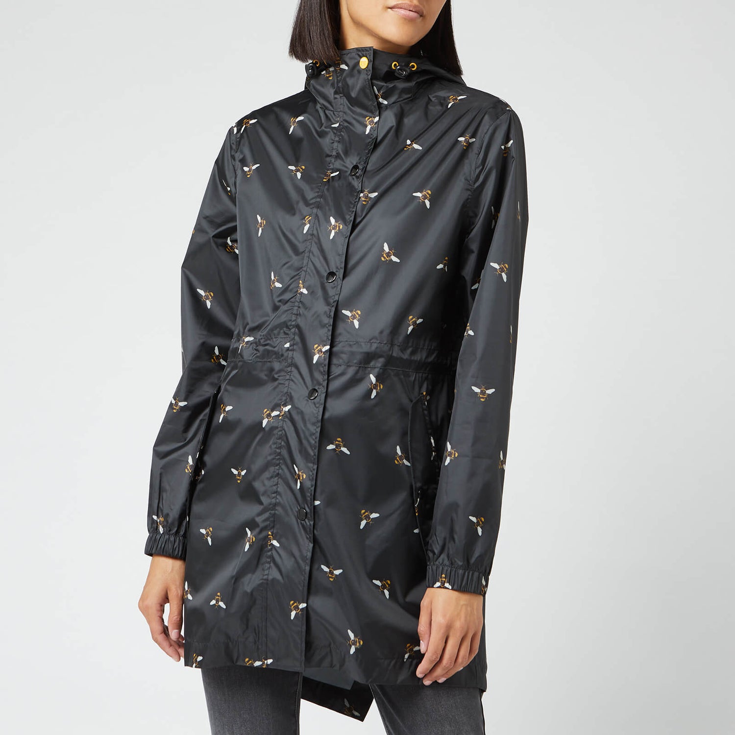 Joules Women s Golightly Bees Waterproof Packaway Coat Black TheHut