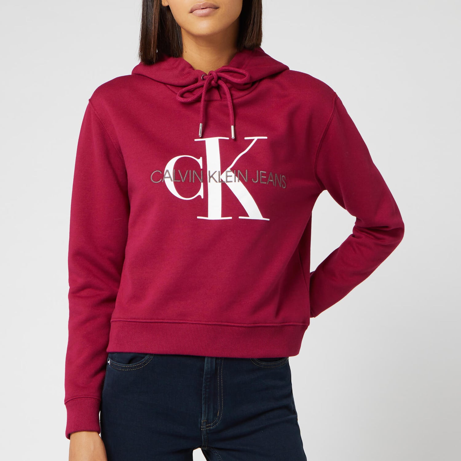 Calvin Klein Jeans Women s Monogram Boxy Hoodie Beet Red