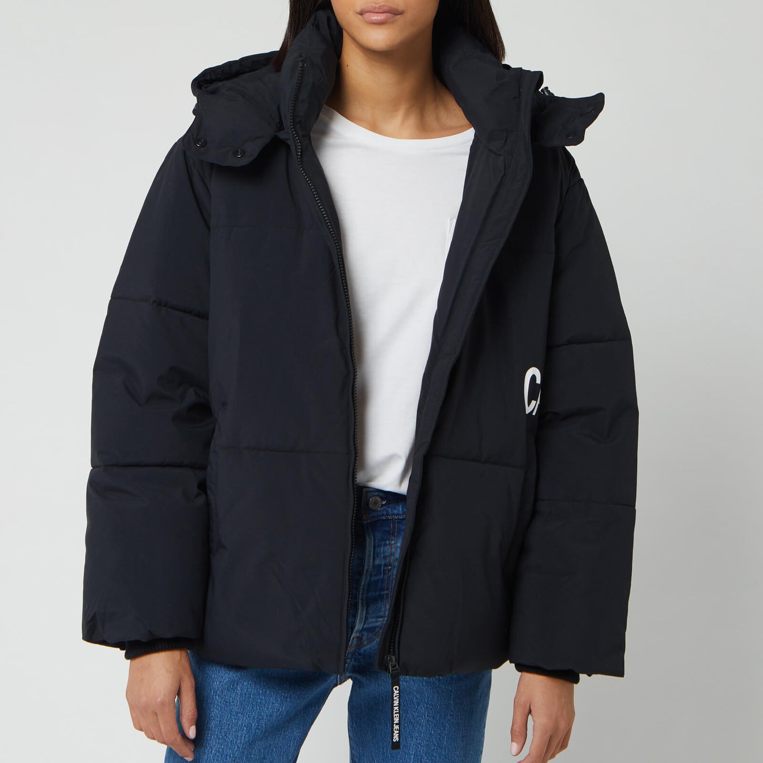 Calvin Klein Jeans Women's Oversized Logo Puffer Jacket Black