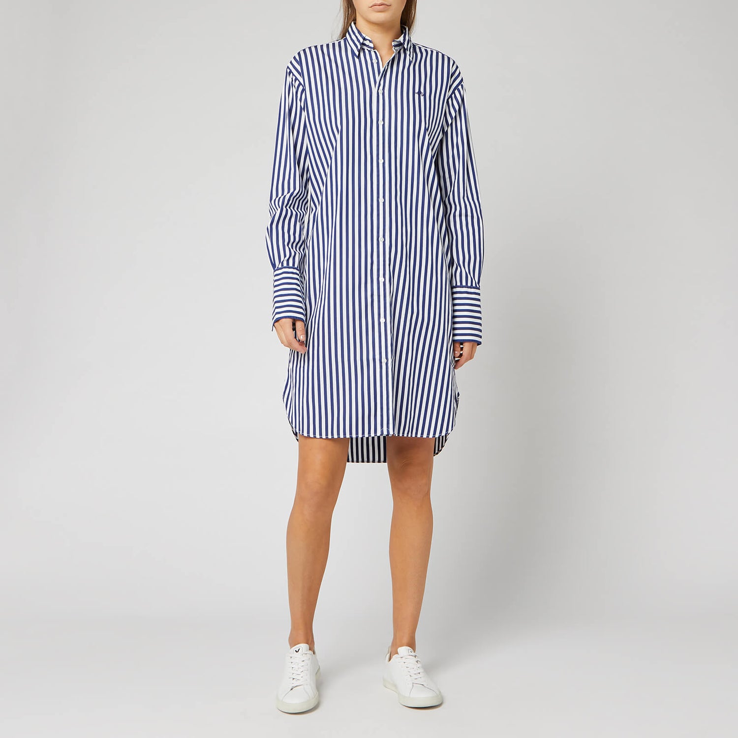Polo Ralph Lauren Women's Long Sleeve Casual Dress - 204A White/Fall Royal  Navy - Free UK Delivery Available