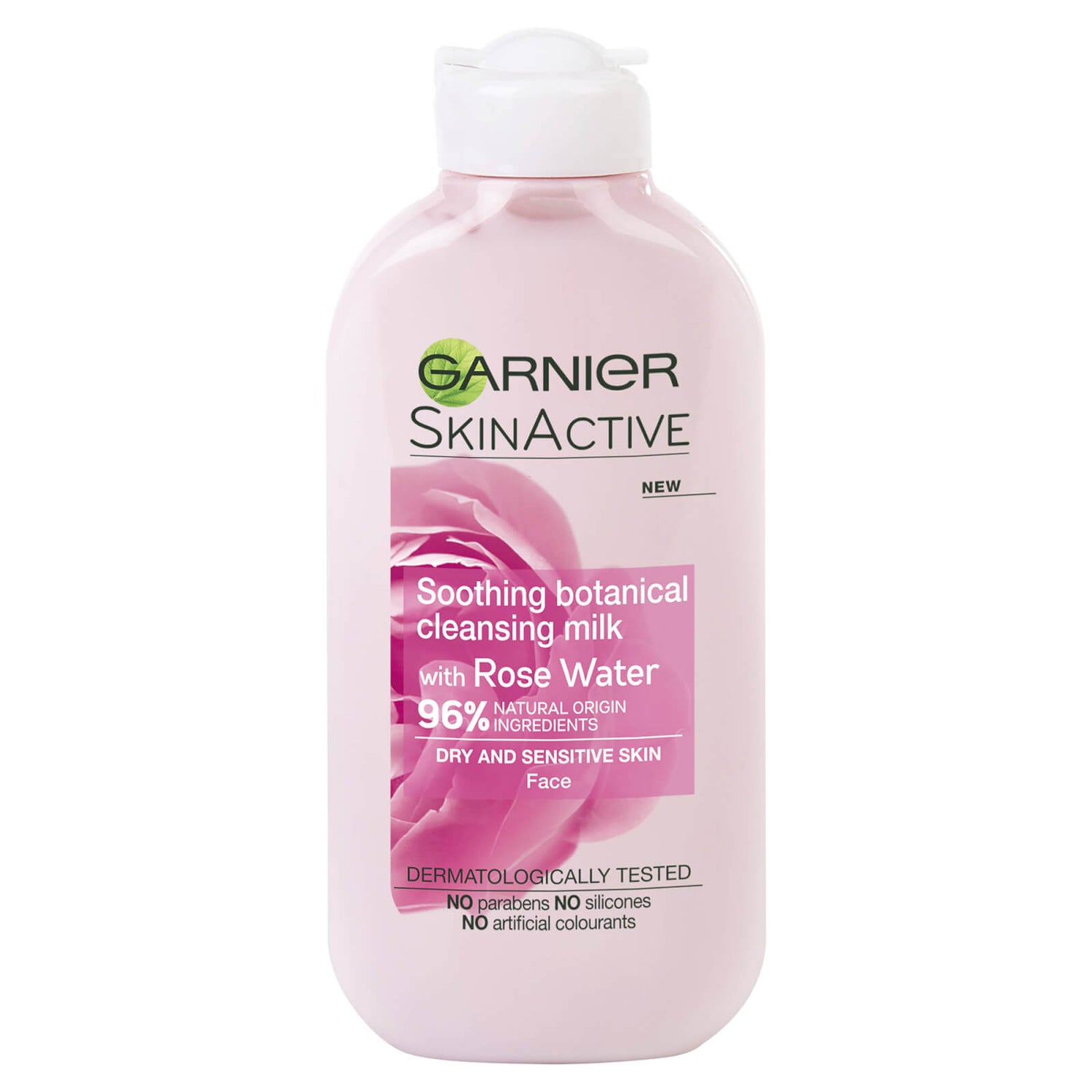 Garnier Natural Rose Cleansing Milk and Makeup Remover for Sensitive Skin 200ml LOOKFANTASTIC