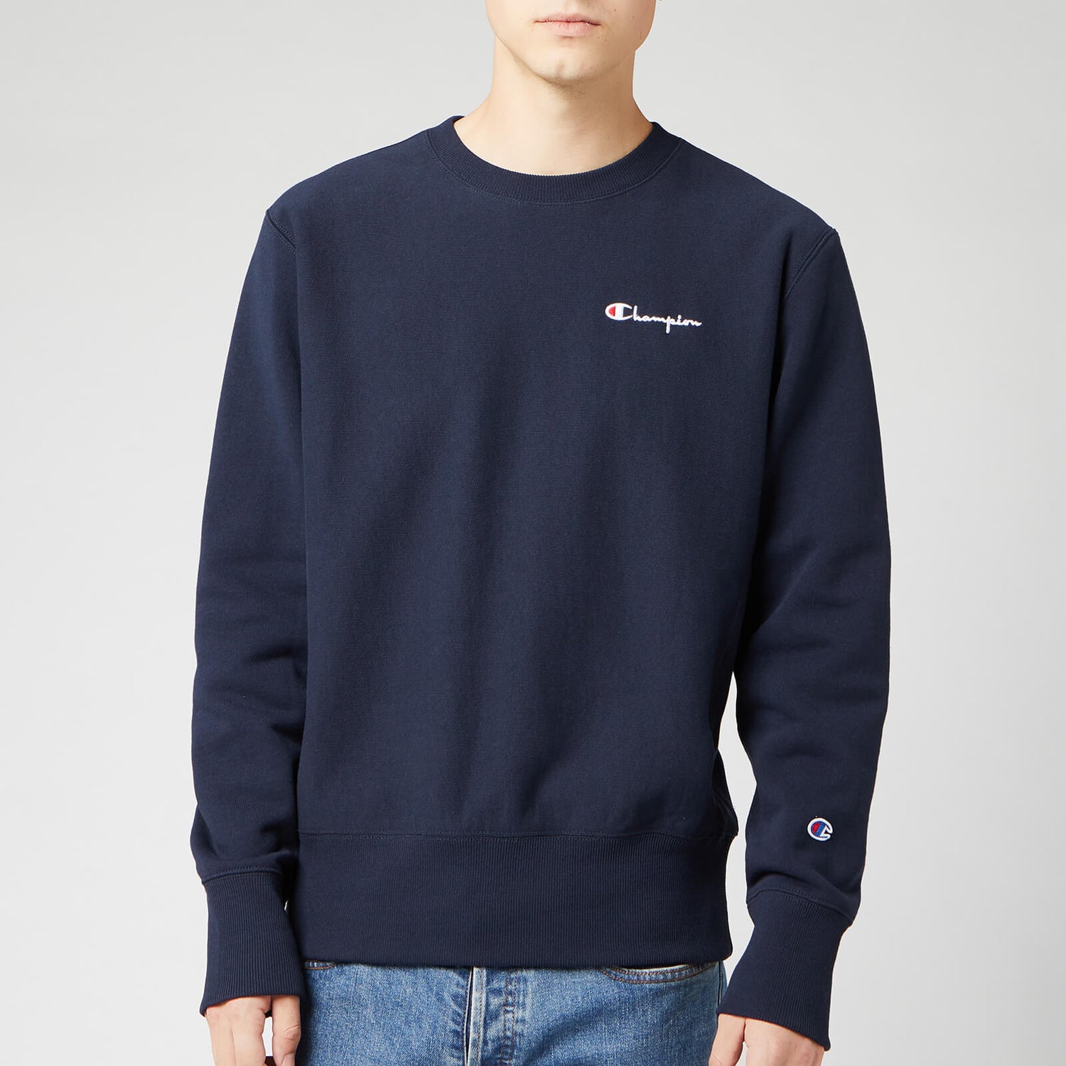 Champion Men s Small Script Sweatshirt Navy TheHut