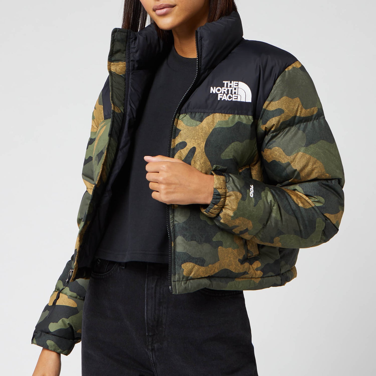 The North Face Women's Nuptse Crop Jacket - Burnt Olive Green