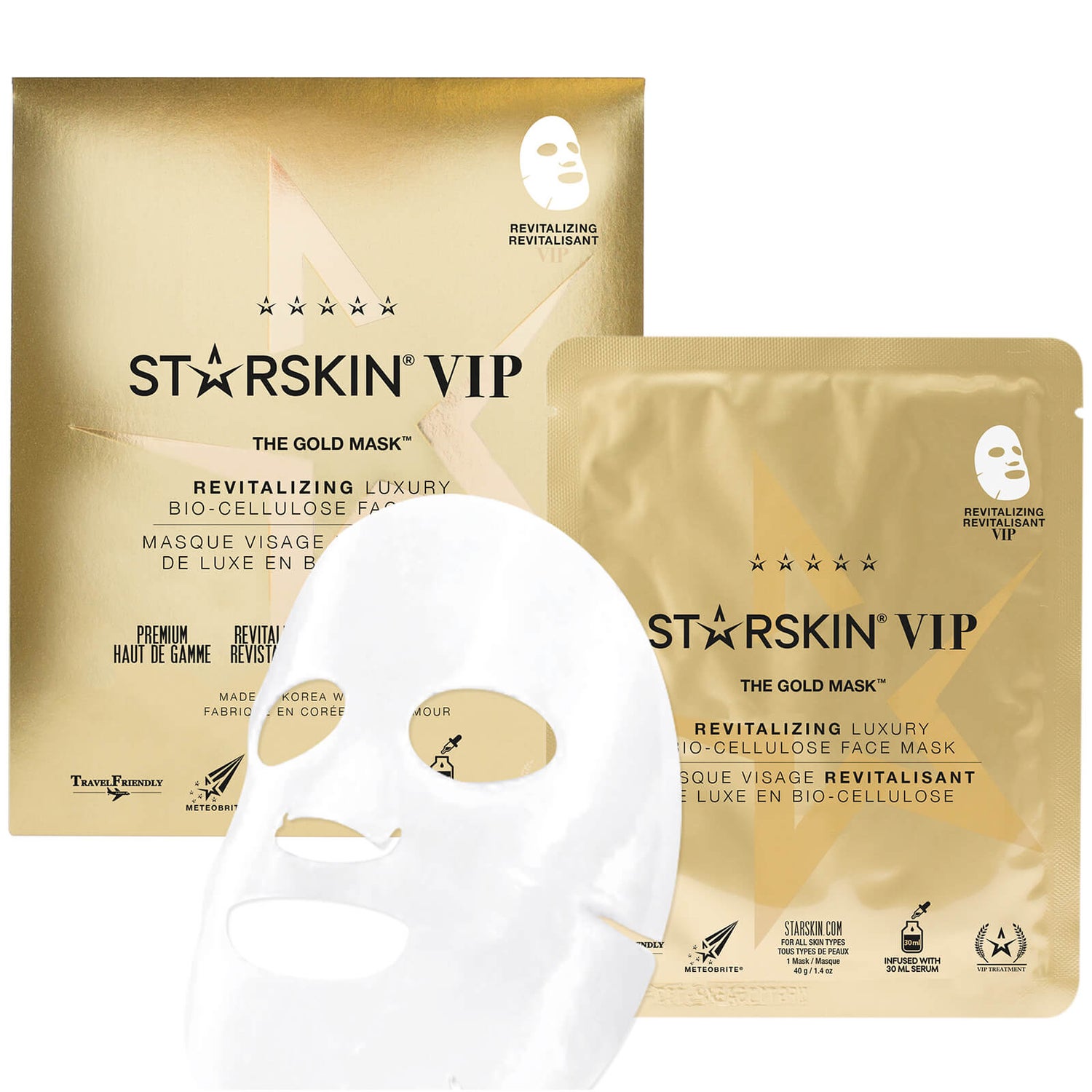 STARSKIN VIP The Gold Mask Revitalizing Luxury Bio-Cellulose Face Mask