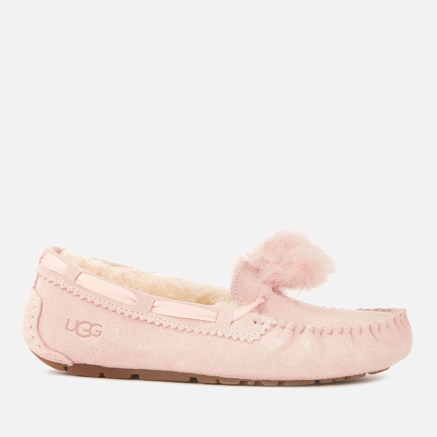 UGG Women s Dakota Pom Pom Moccasin Slippers Quartz TheHut