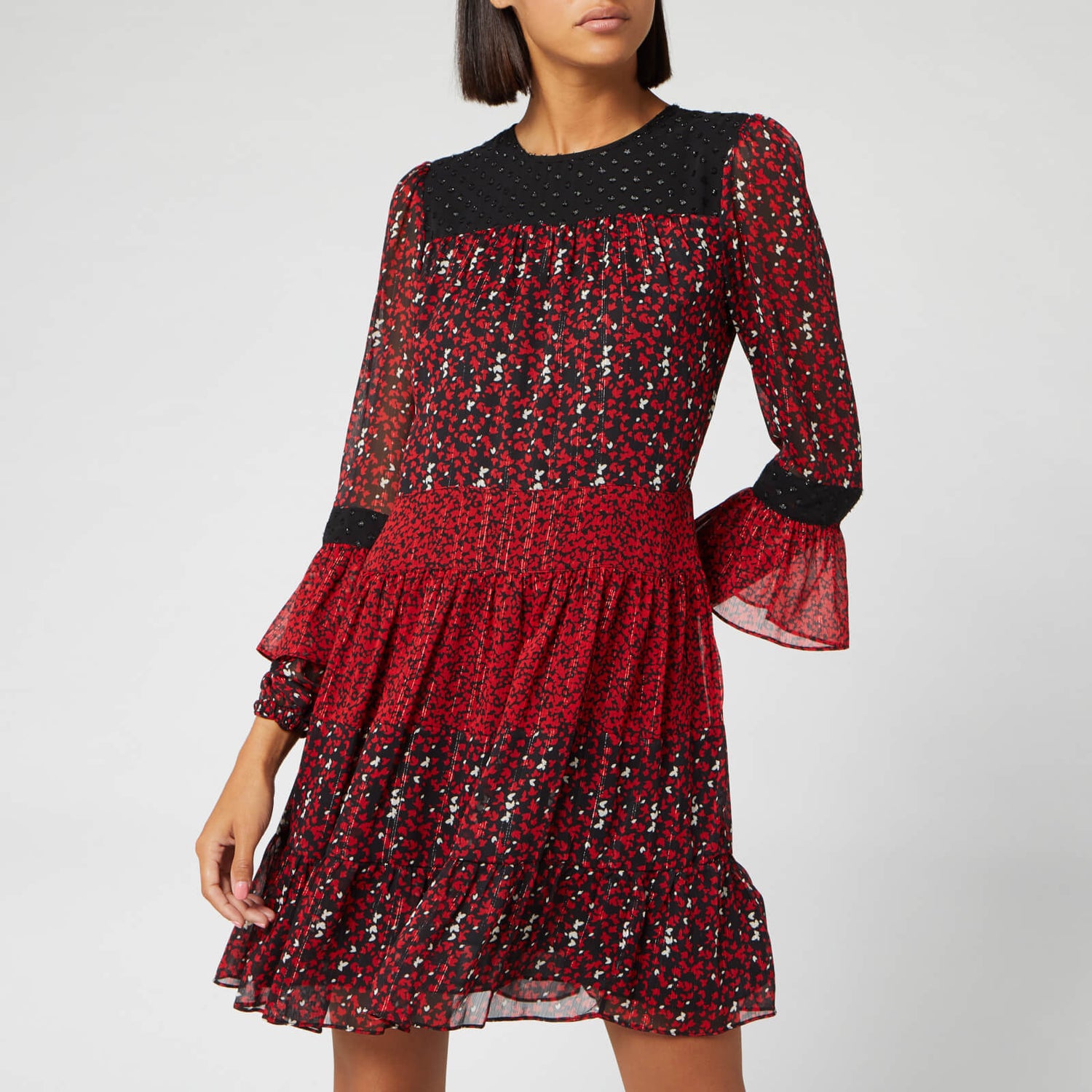 Michael kors mixed botanical new arrivals print georgette dress