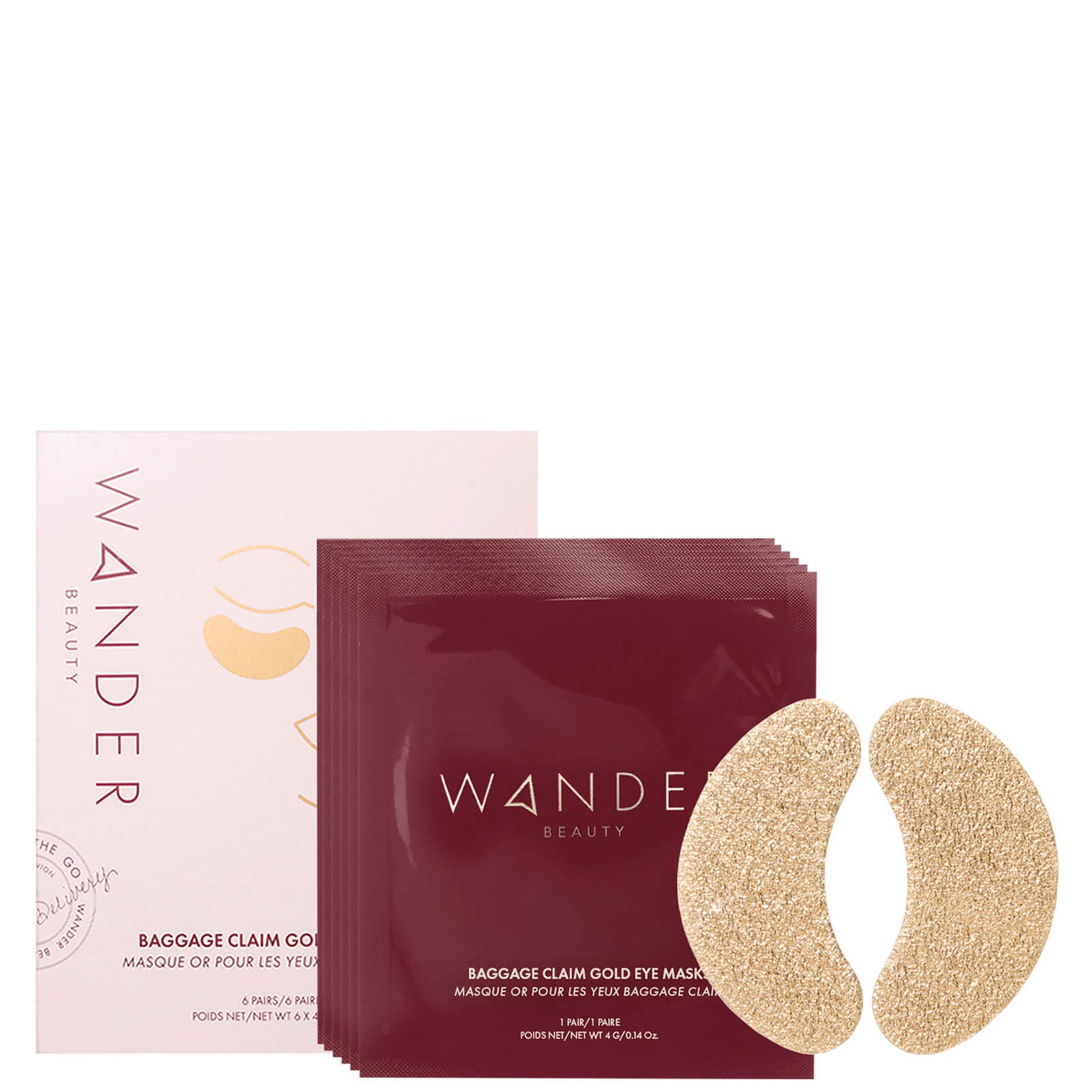Wander Beauty Baggage Claim Eye Masks (Pack of 6) Gold LOOKFANTASTIC