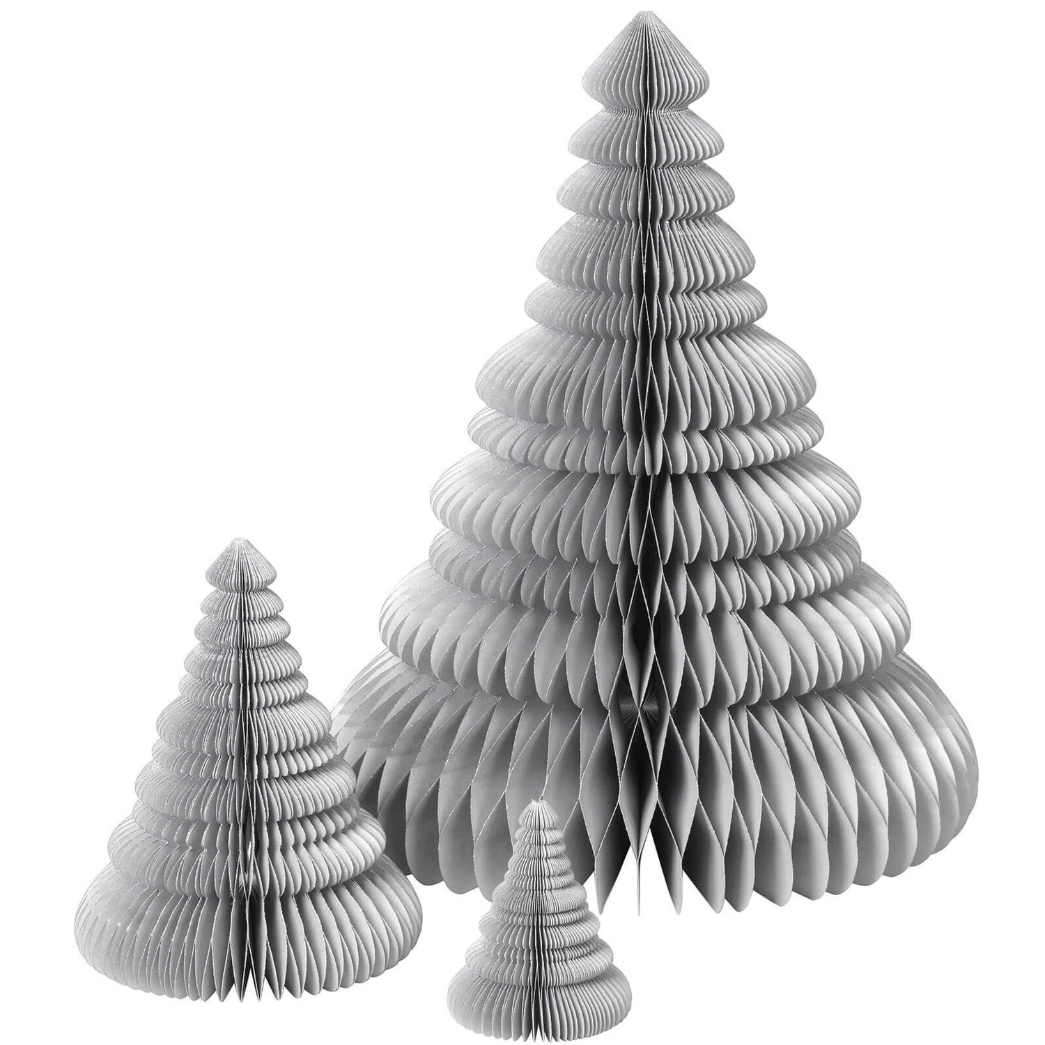Broste Copenhagen Paper Christmas Tree Decoration (Set of 3) - Silver