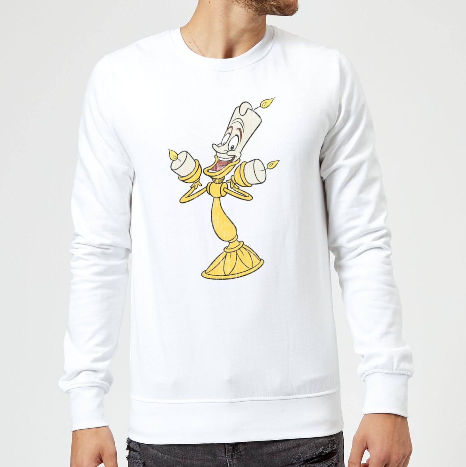 Disney Beauty And The Beast Lumiere Distressed Sweatshirt White