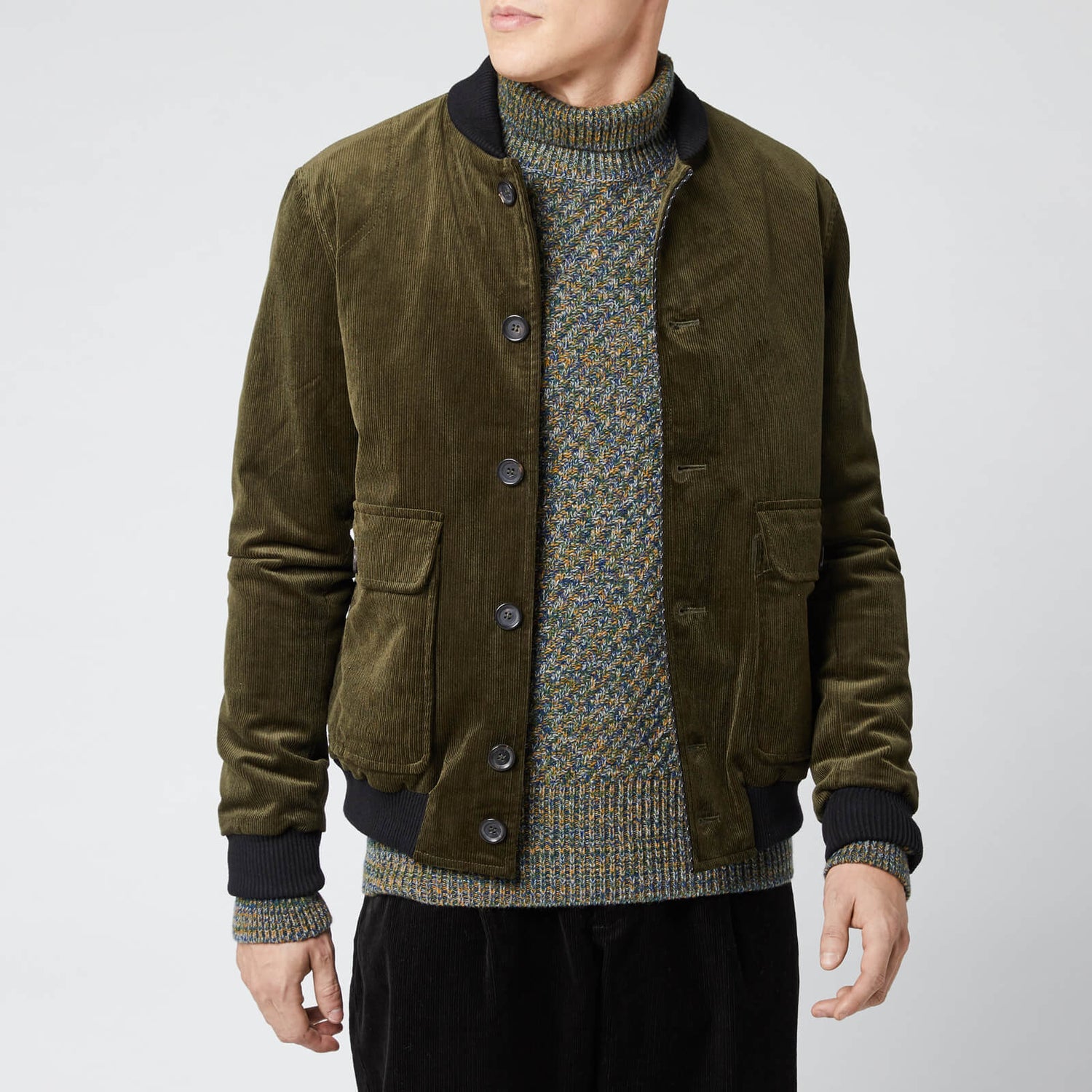 Oliver Spencer Men's Lockton Cord Bomber Jacket Green Free UK