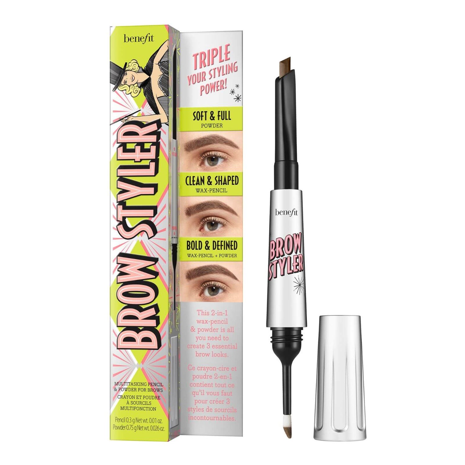 benefit Brow Styler Eyebrow Pencil & Powder Duo 1.1g (Various Shades)