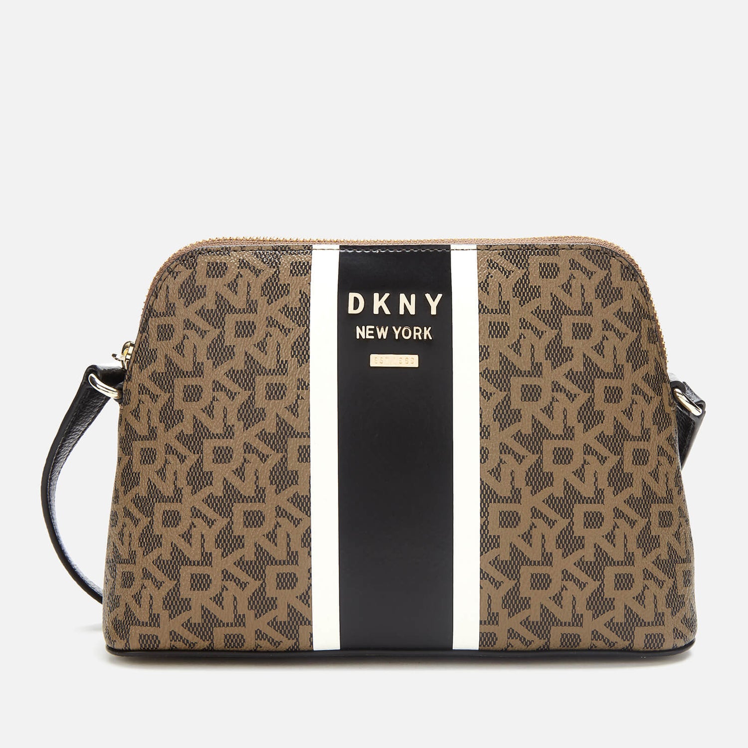 DKNY Women's Whitney Logo Dome Cross Body Bag Mocha/Black