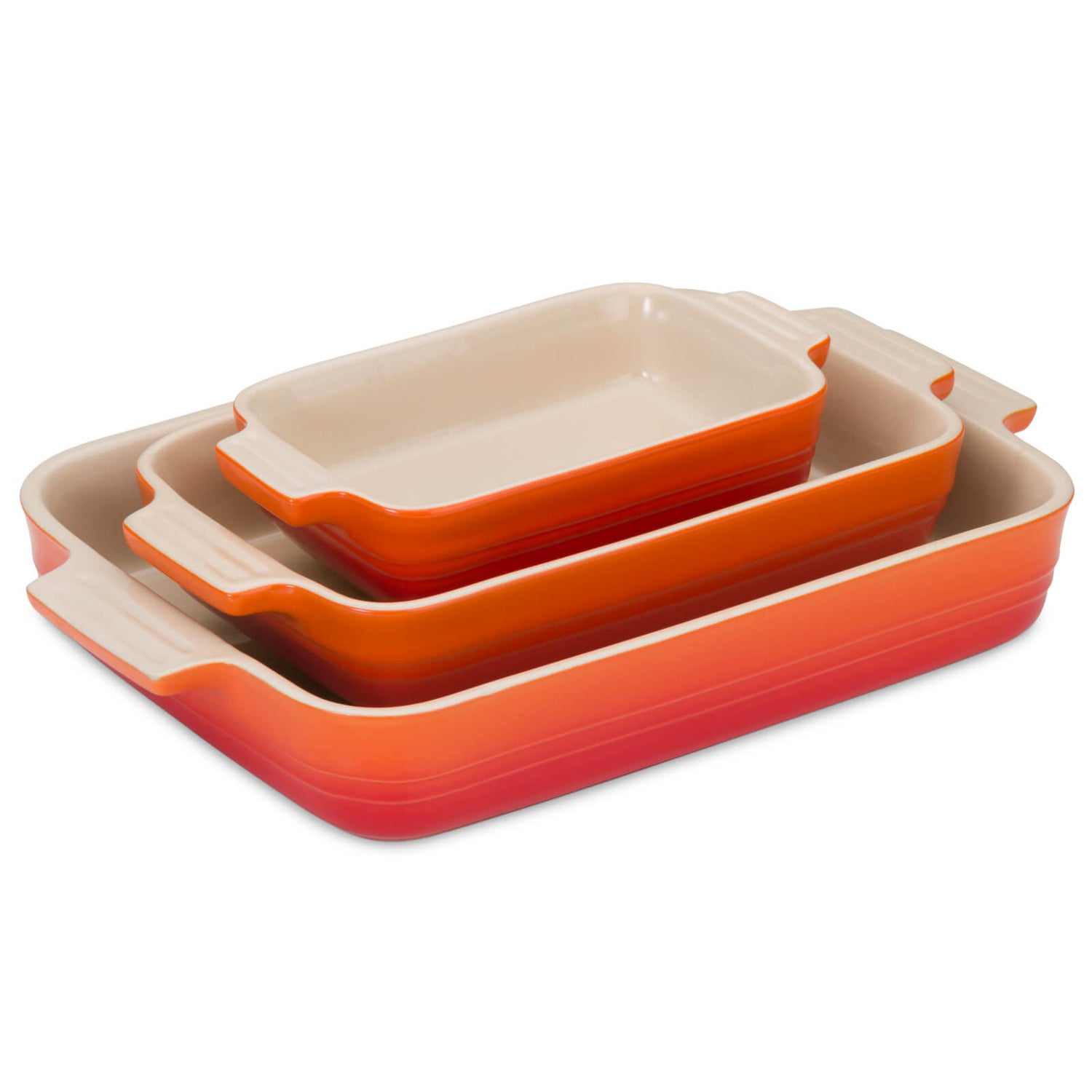 Le Creuset Stoneware 3 Piece Rectangular Dish Set Volcanic