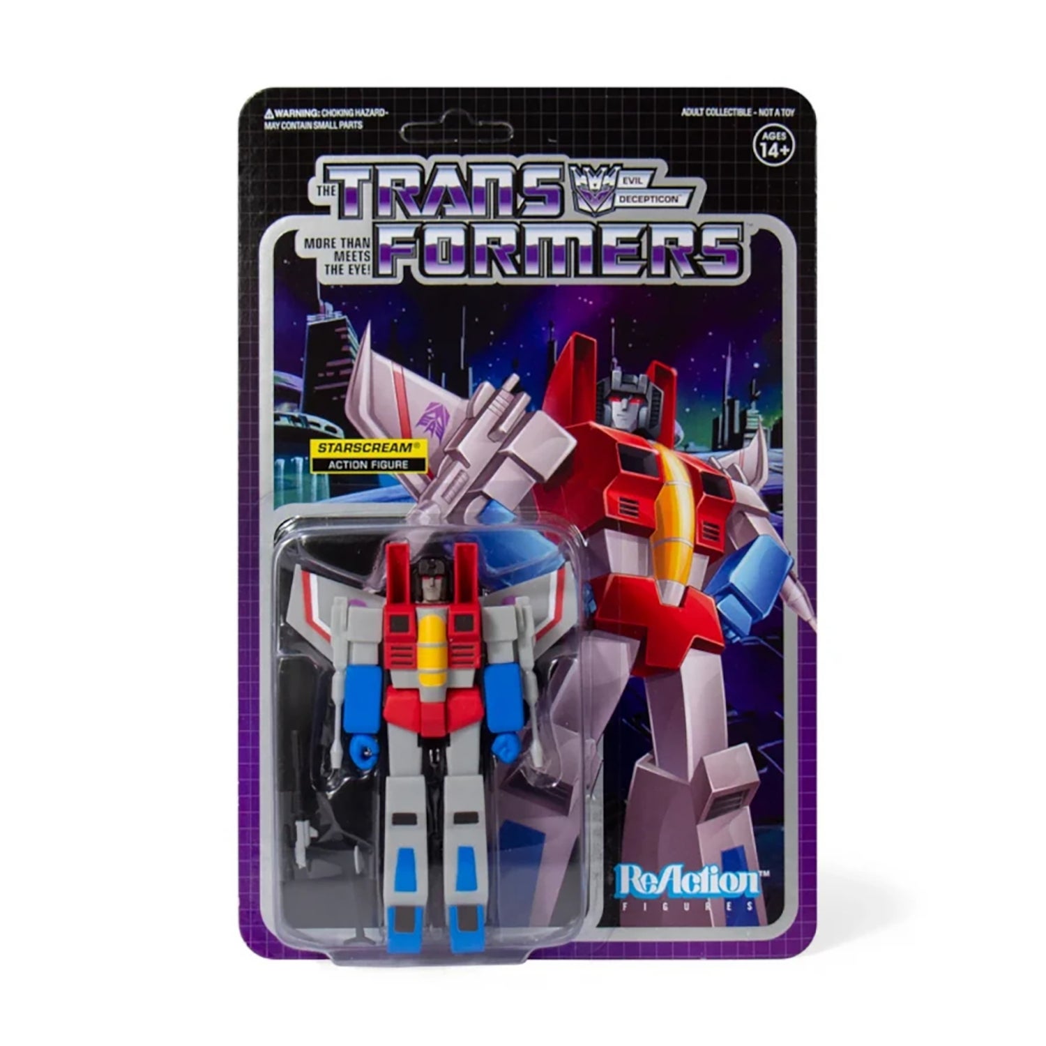 SUPER7 Transformers: King Starscream ReAction Figur – 9,5 Cm, 5 Gelenke – Mit Krone & Umhang – Aus „Der Film“ 1986
