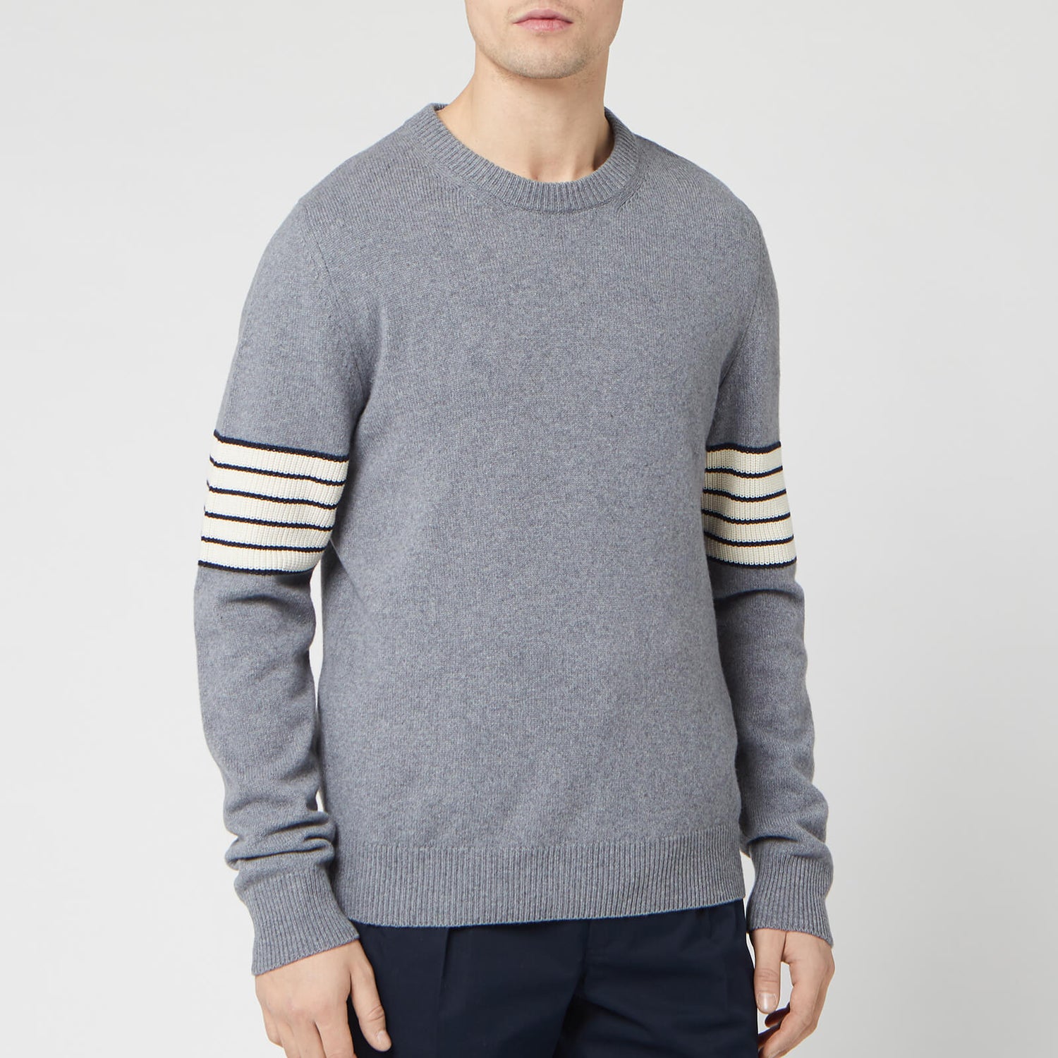 Maison Margiela Men's Sleeve Stripe Knitted Jumper - Grey - Free UK ...