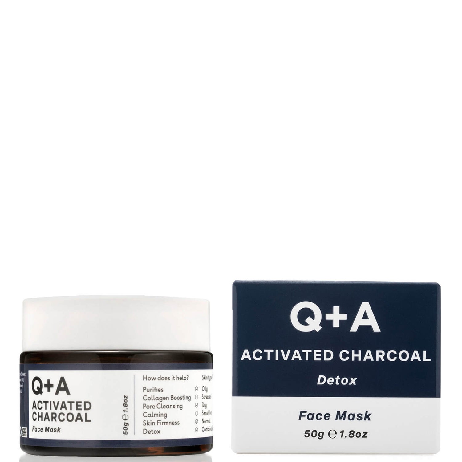 Q+A Activated Charcoal Face Mask 50g LOOKFANTASTIC