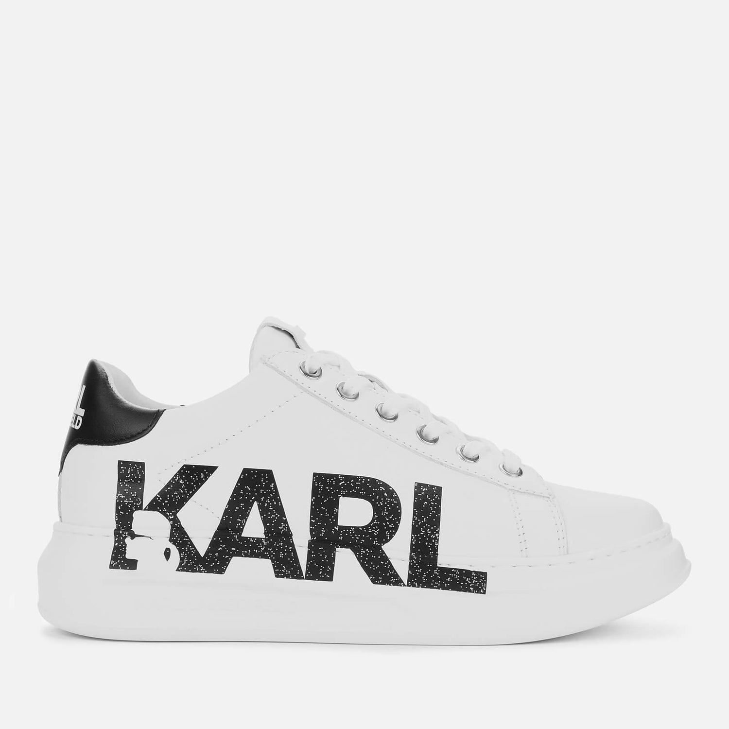 karl lagerfeld exclusive leather flatform trainers in white croc