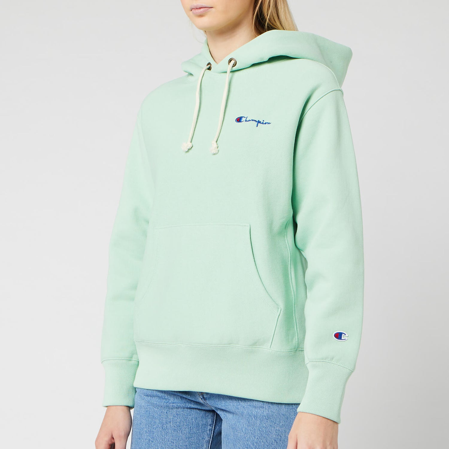 Champion Women's Small Script Hooded Sweatshirt - Mint Green - Free UK ...