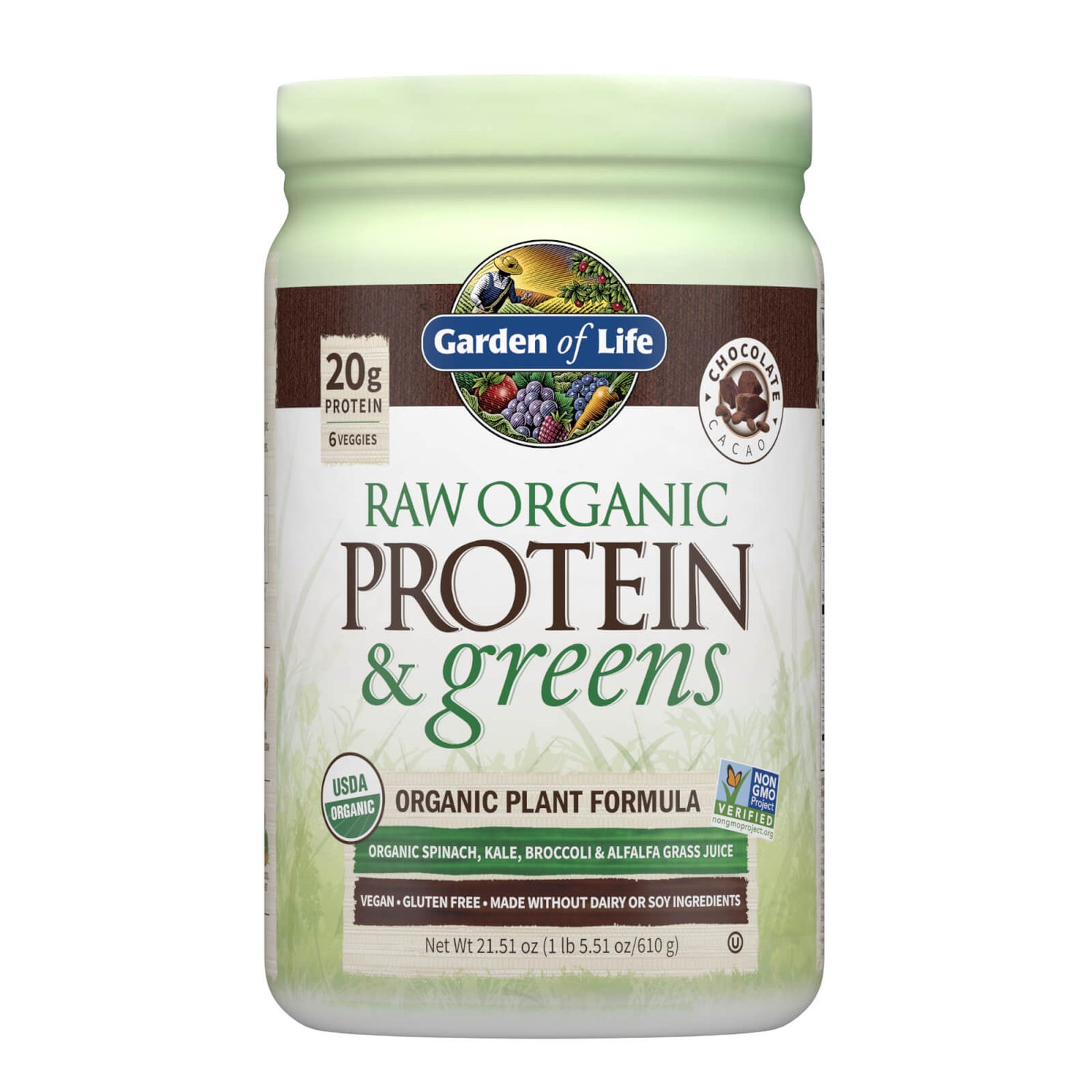 Raw Organic Protein and Greens Chocolate 610g Garden of Life UK