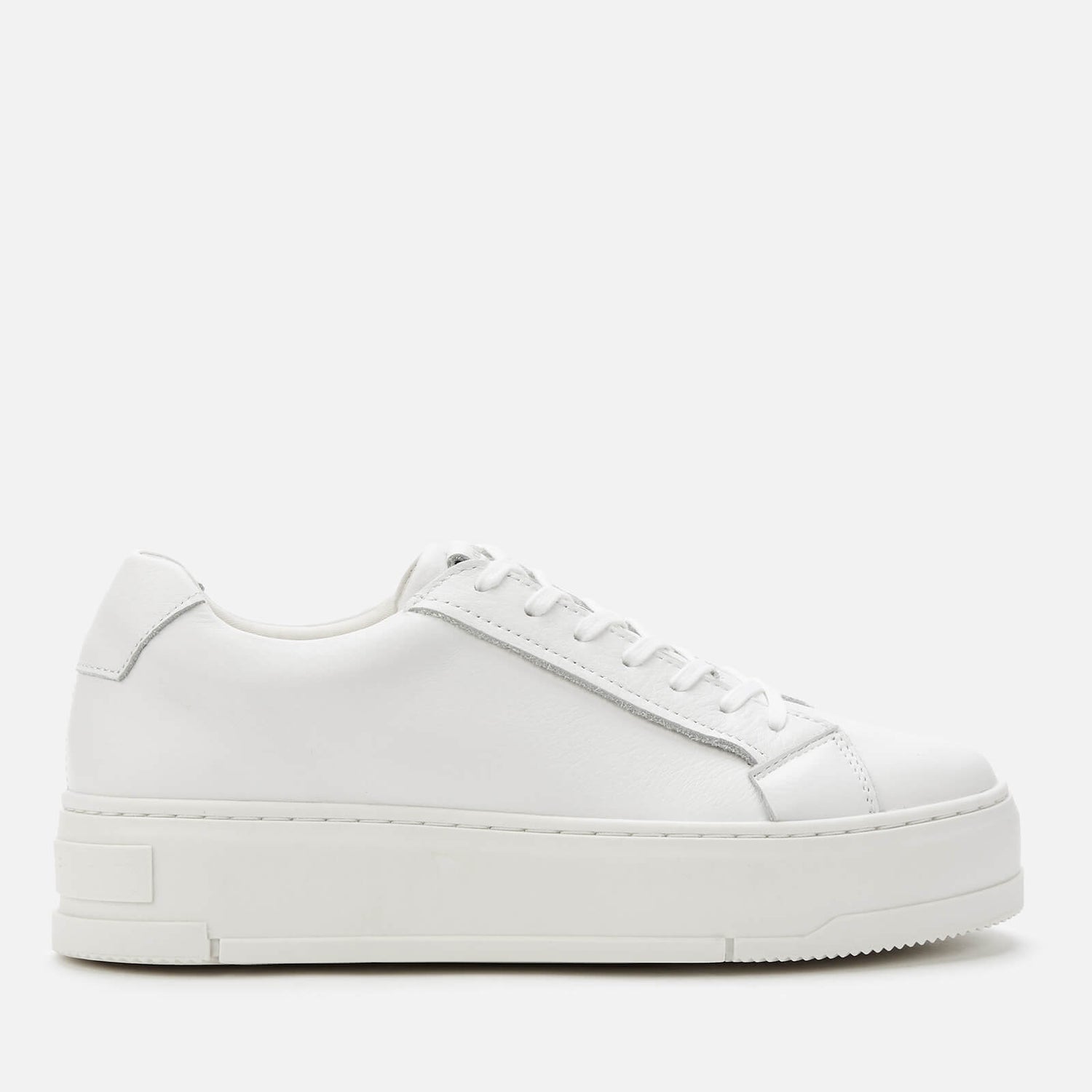 white faux leather flatform trainers