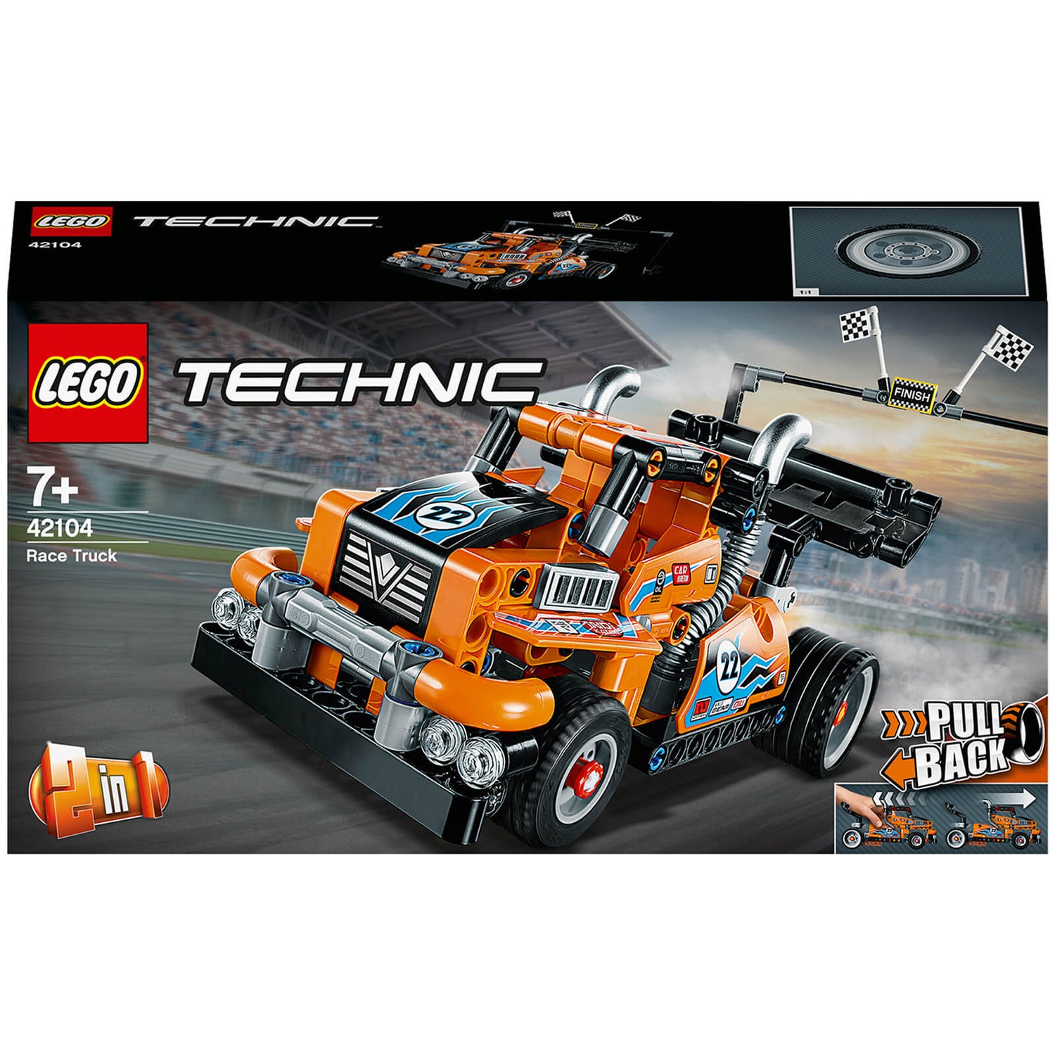 LEGO Technic Race Truck Toy 2in1 PullBack Motor Set (42104) Toys