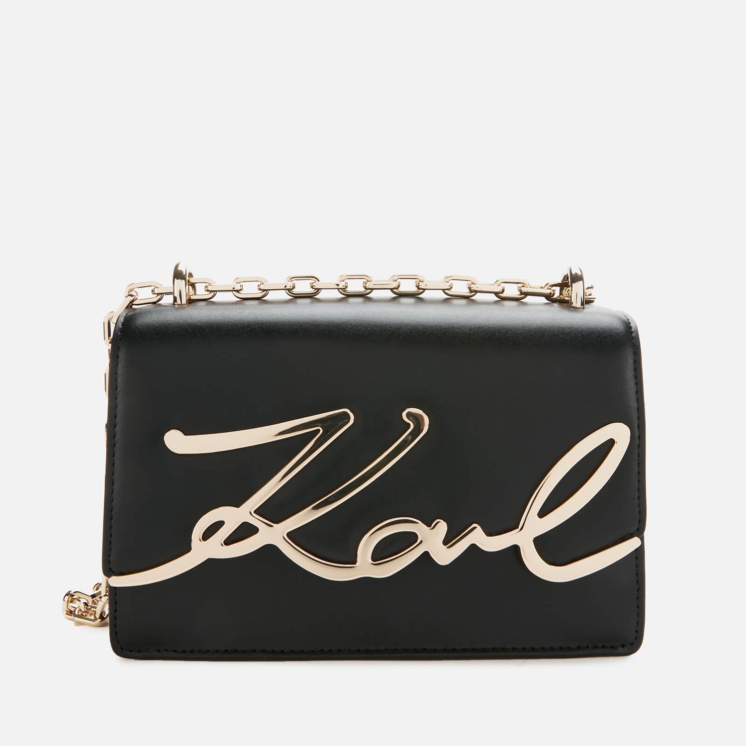 KARL LAGERFELD Women's K/Signature Small Shoulder Bag Black/Gold