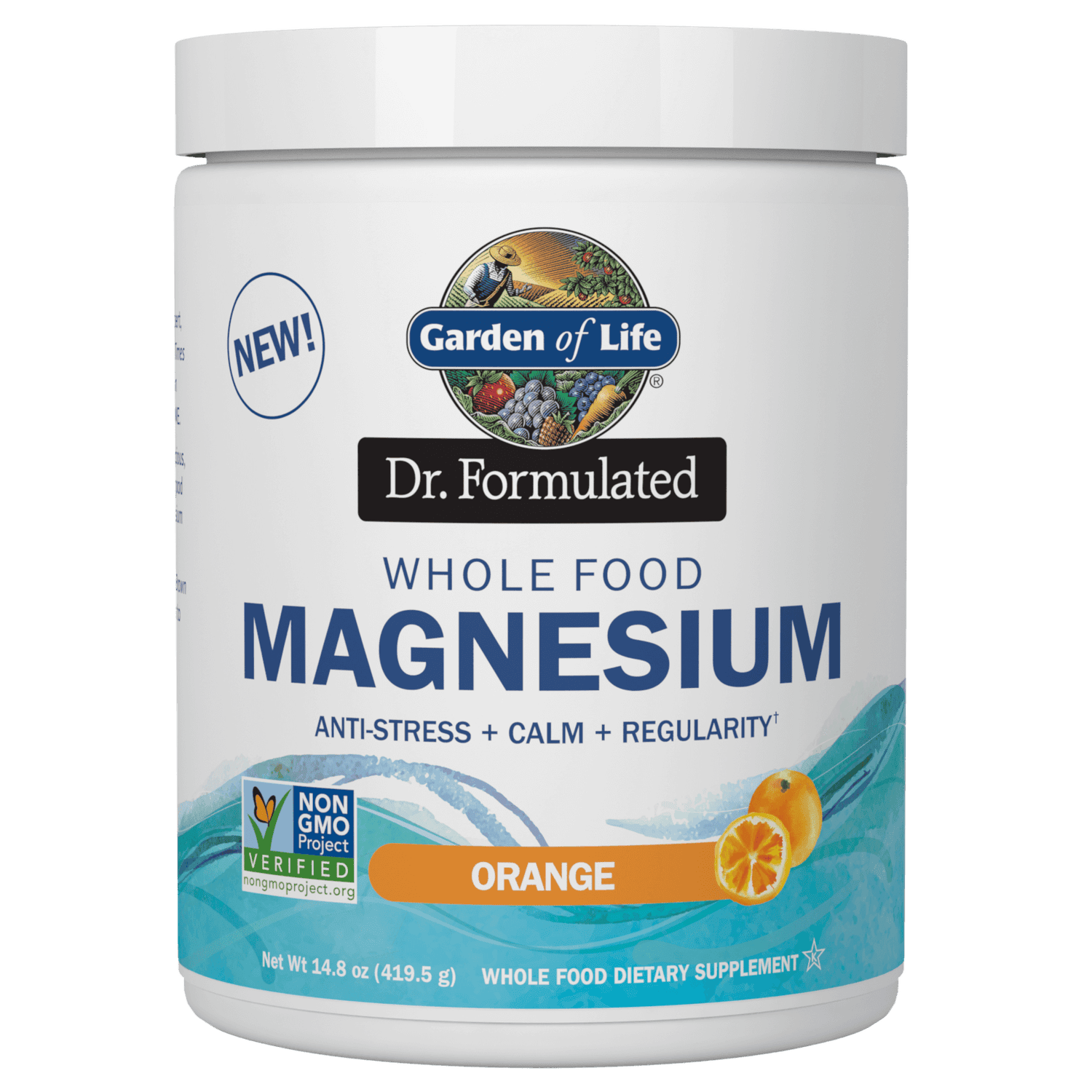 Magnesio Sabor naranja en polvo de 419,5g Garden of Life ES