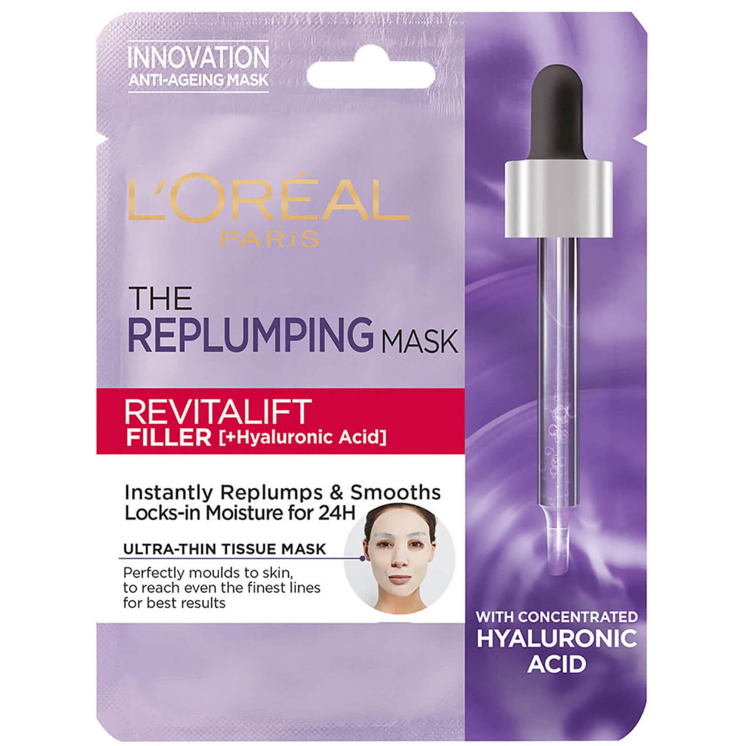 L'Oréal Paris Revitalift Filler Hyaluronic Acid Tissue Mask LOOKFANTASTIC