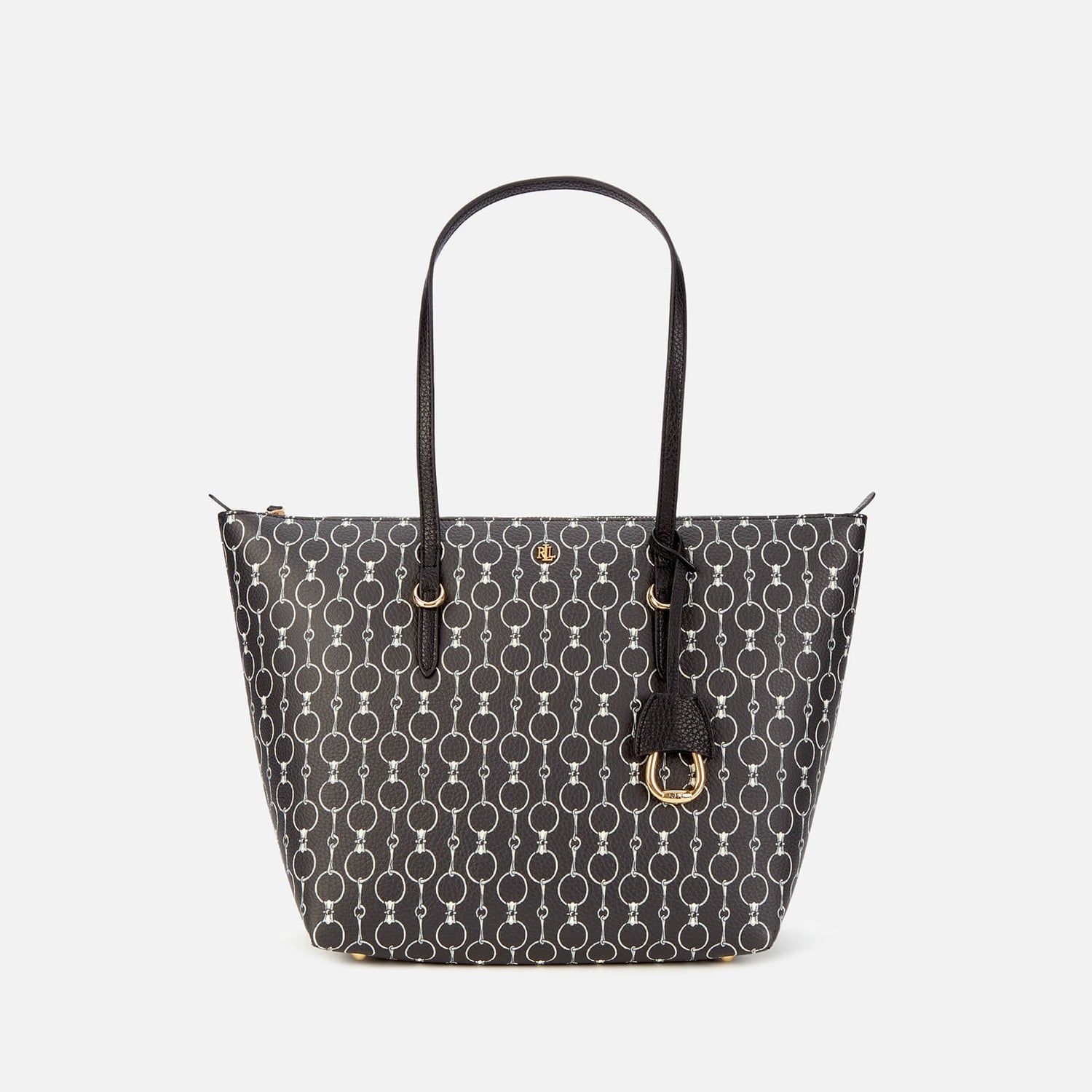 Lauren Ralph Lauren Women's Merrimack Tote Bag Black Mini Chain Link