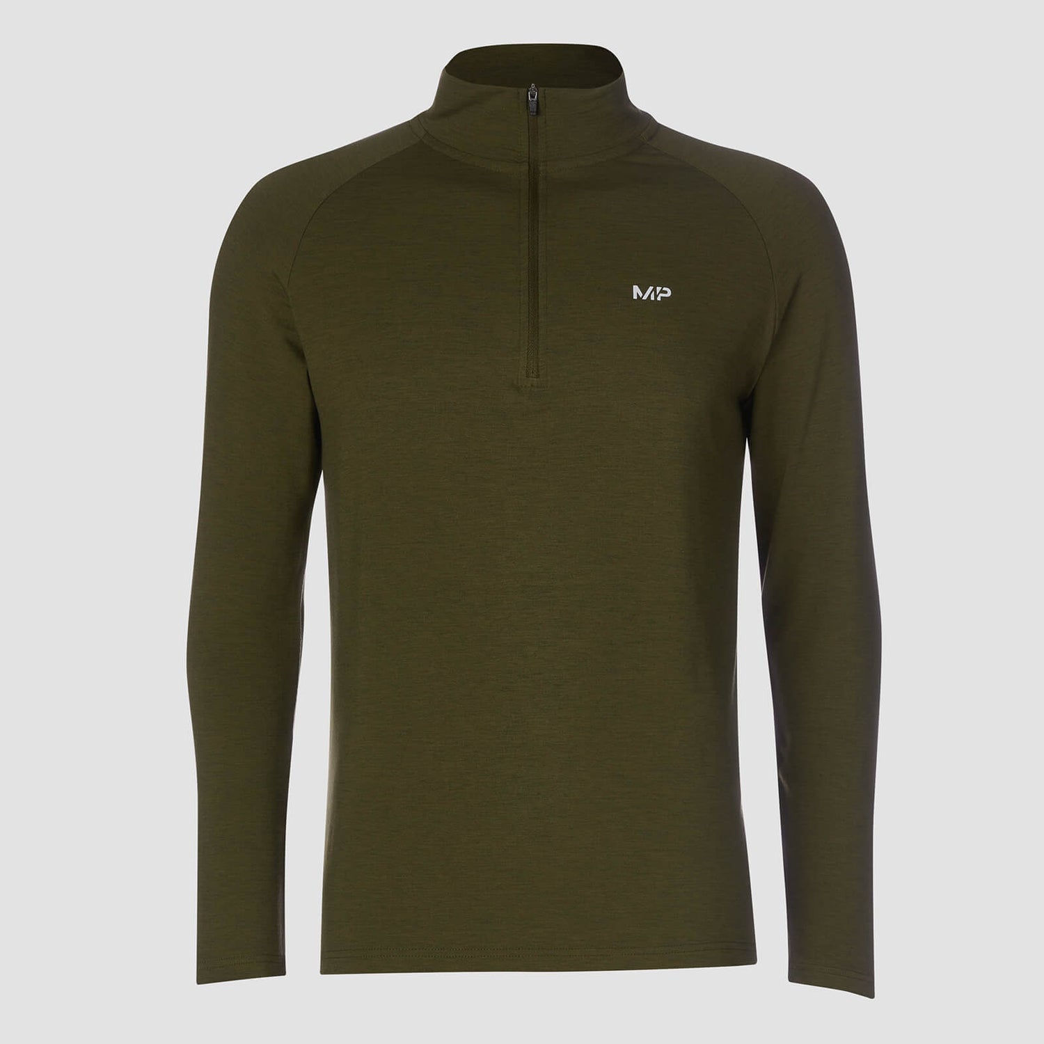 MP Men's Performance 1/4 Zip Black & Army Green MYPROTEIN™
