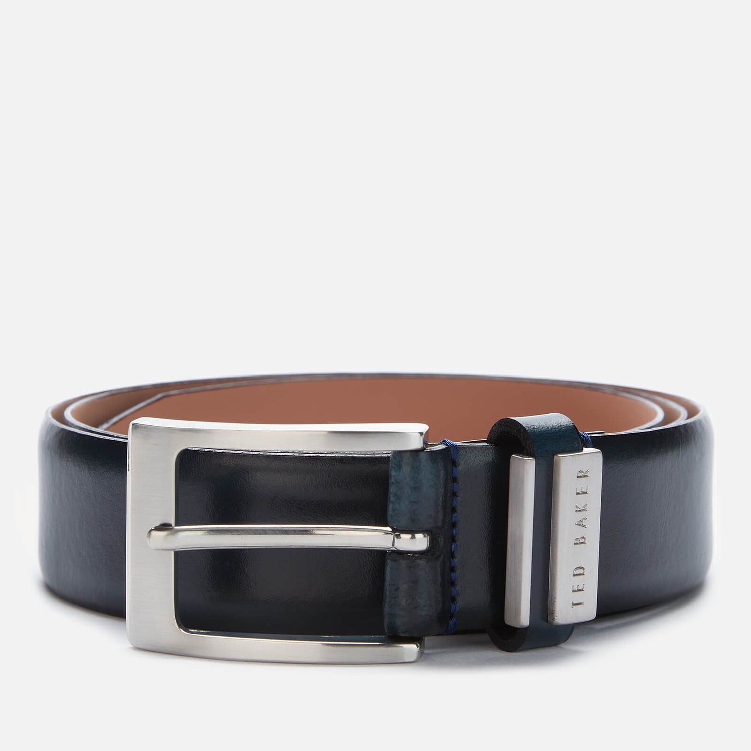 Ted Baker Men's Bilding Branded Leather Belt Navy