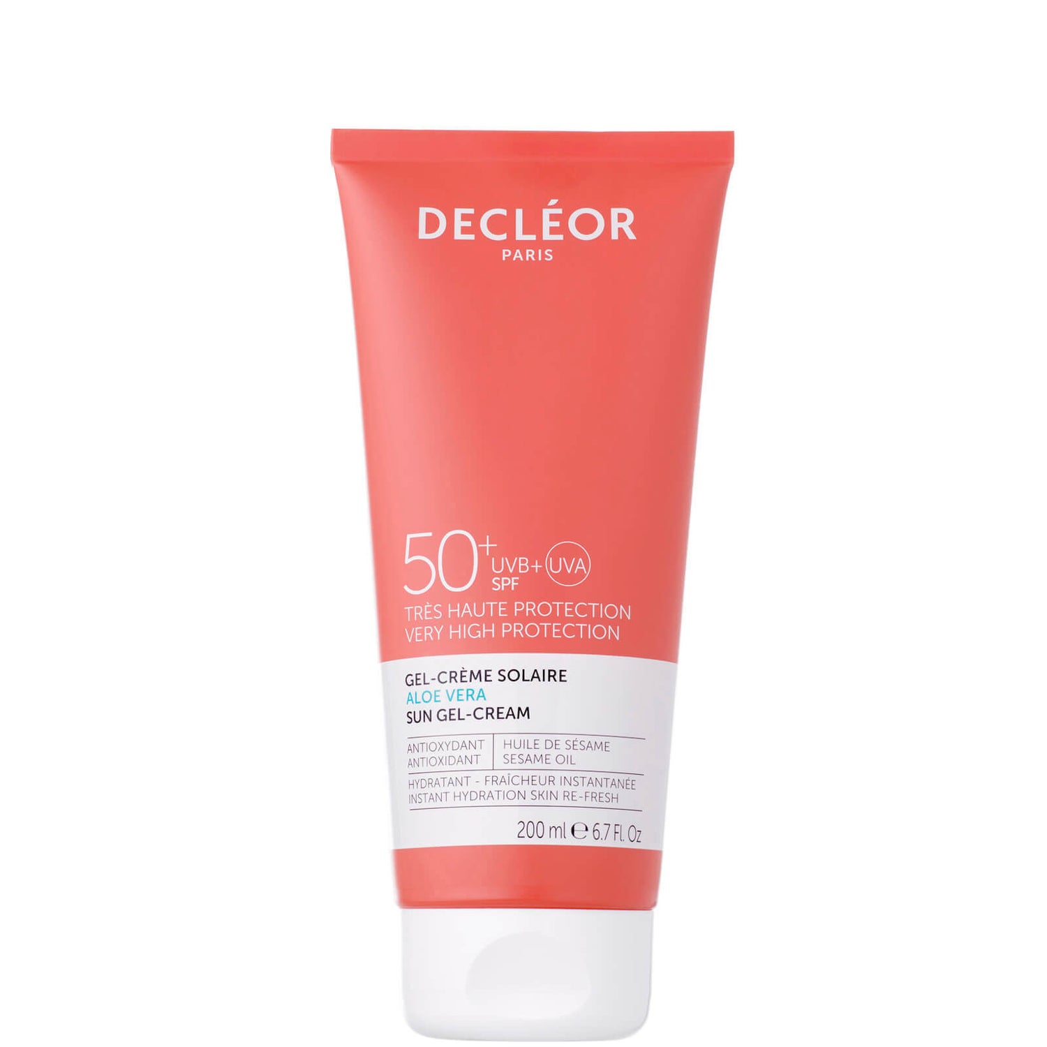 DECLÉOR Aloe Vera Suncare GelCream SPF50+ 200ml LOOKFANTASTIC