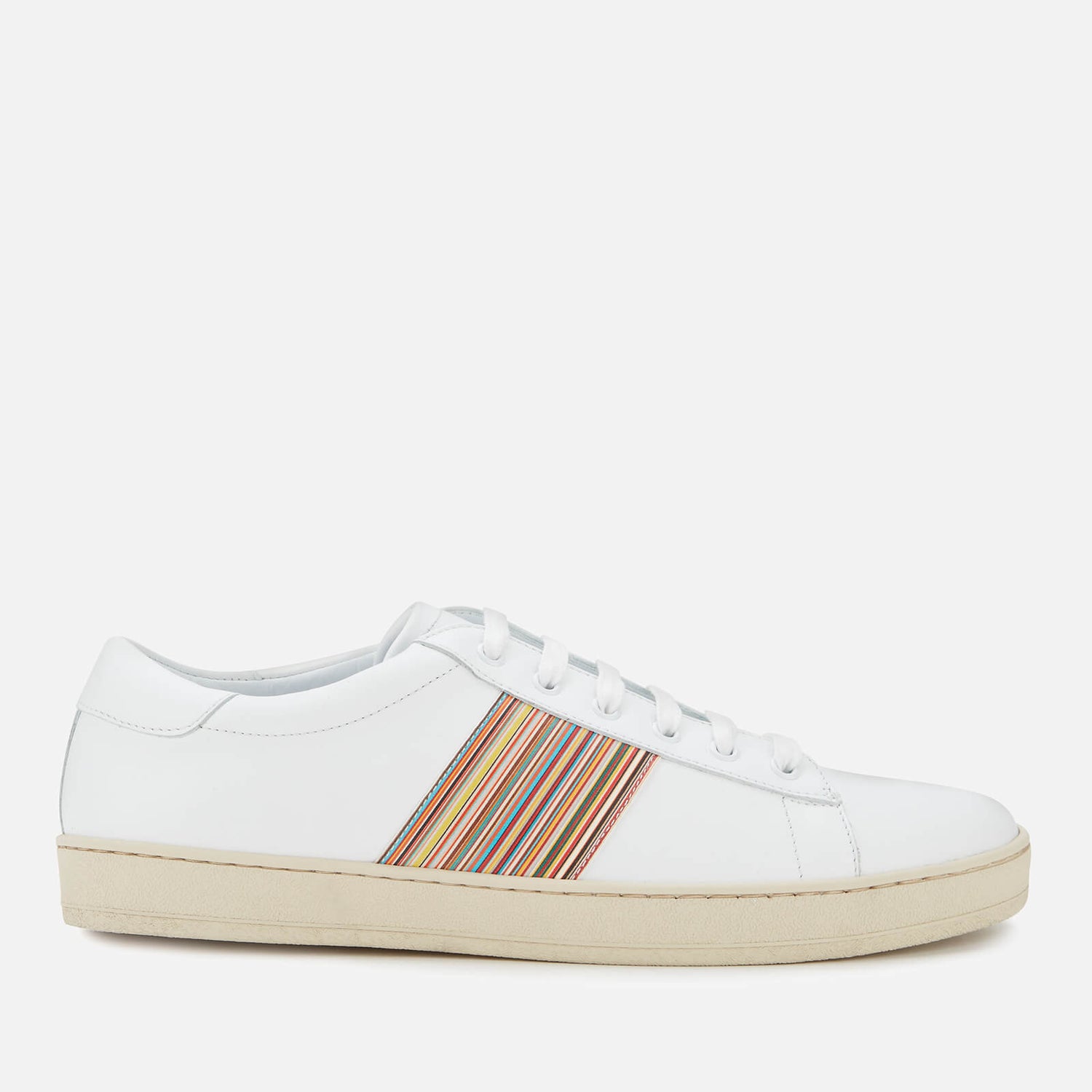 Paul Smith Men's Hassler Leather Cupsole Trainers - White/Multistripe Tape | FREE UK Delivery 